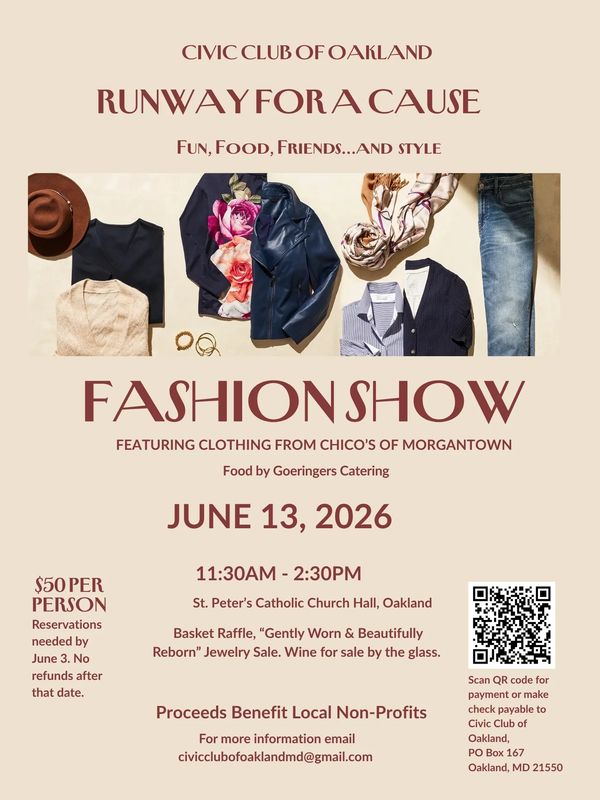 Flyer for a June 2026 fashion show benefiting nonprofits in Oakland.