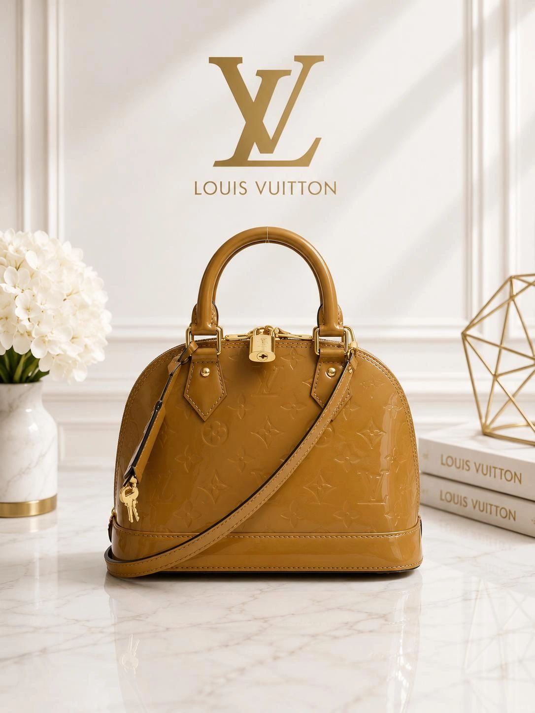 Louis Vuitton Alma BB Vernis Leather LV Crossbody Satchel