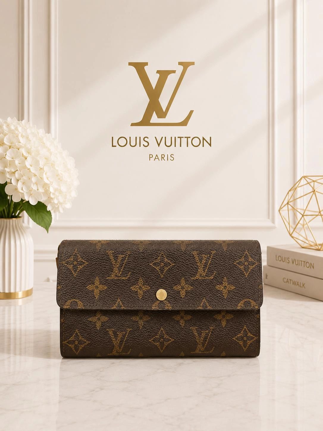 Louis Vuitton Monogram Long Wallet Snap Flap