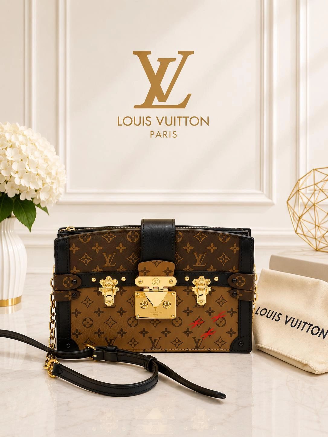 Louis Vuitton Petite Malle Trunk Monogram Crossbody Bag