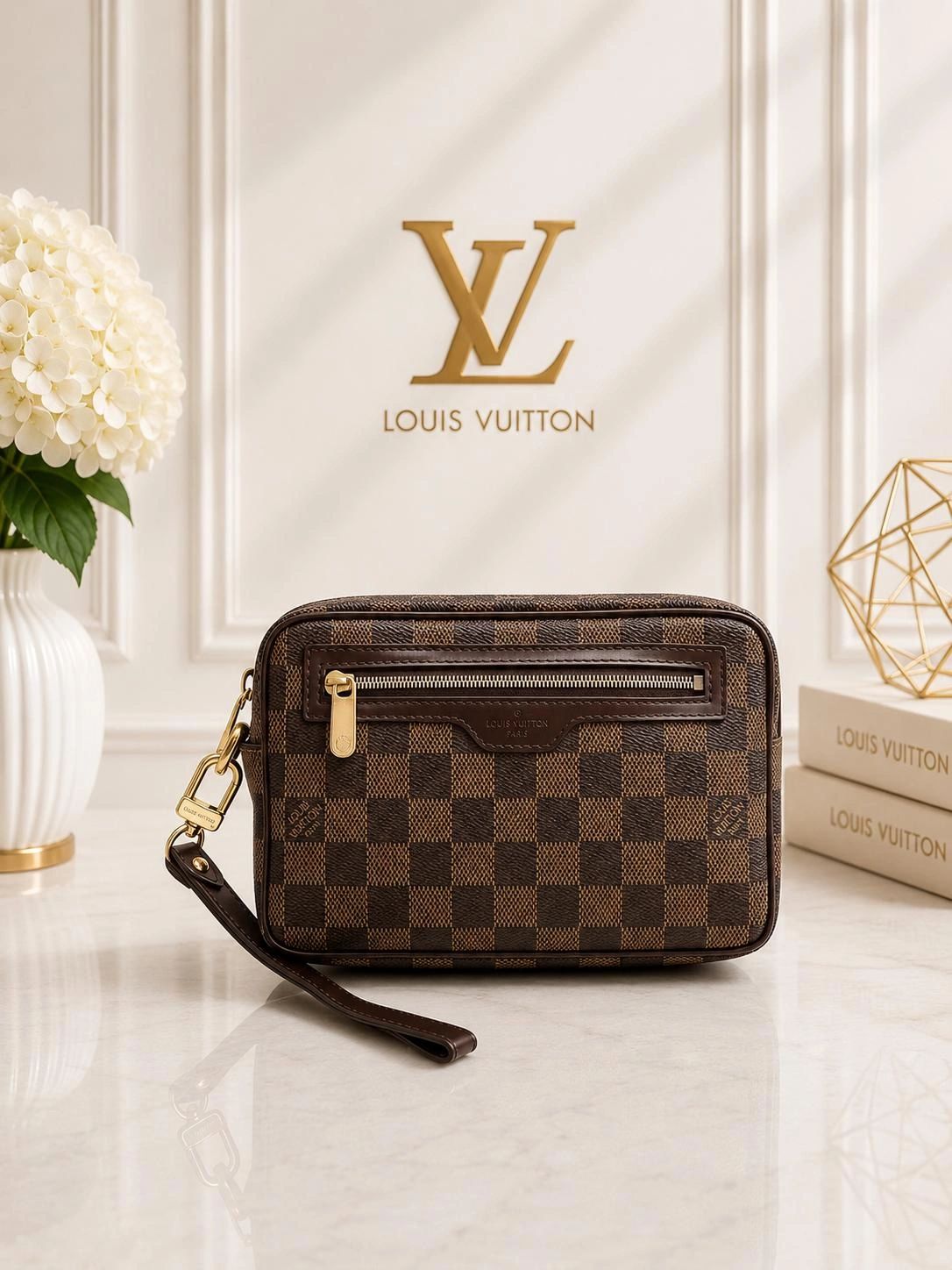 Louis Vuitton Pochette Billet Macao Damier Ebene Clutch Wristlet