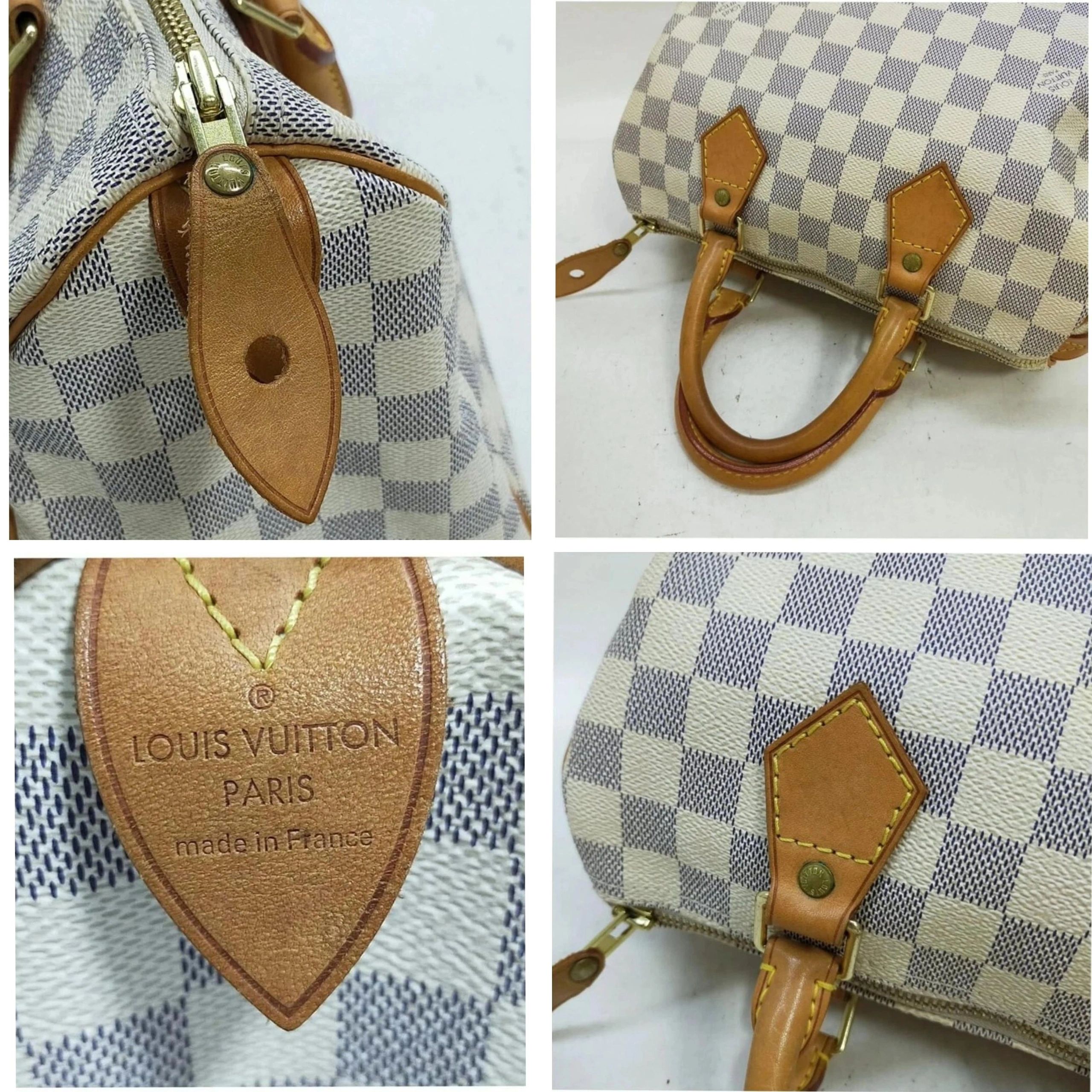 Louis Vuitton Speedy 25 Damier Azur White Checkered Handbag Satchel — photo 6