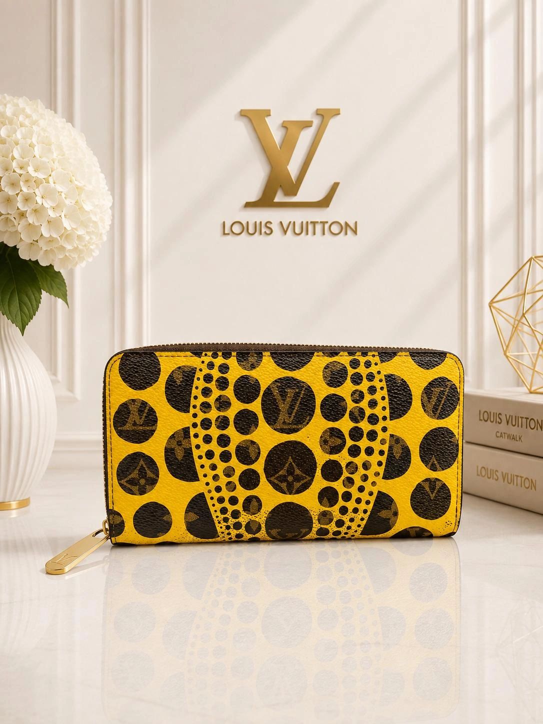 Louis Vuitton Yayoi Kusama Zippy Wallet Yellow Monogram Dots