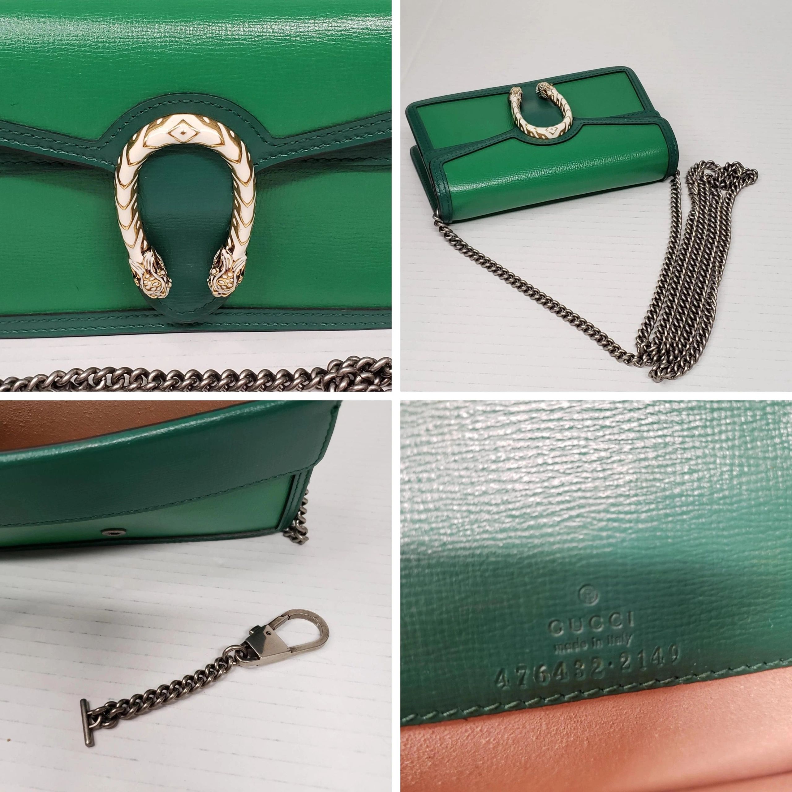 Gucci Dionysus Super Mini Green Leather Chain Bag Crossbody Luxury Bag — photo 10