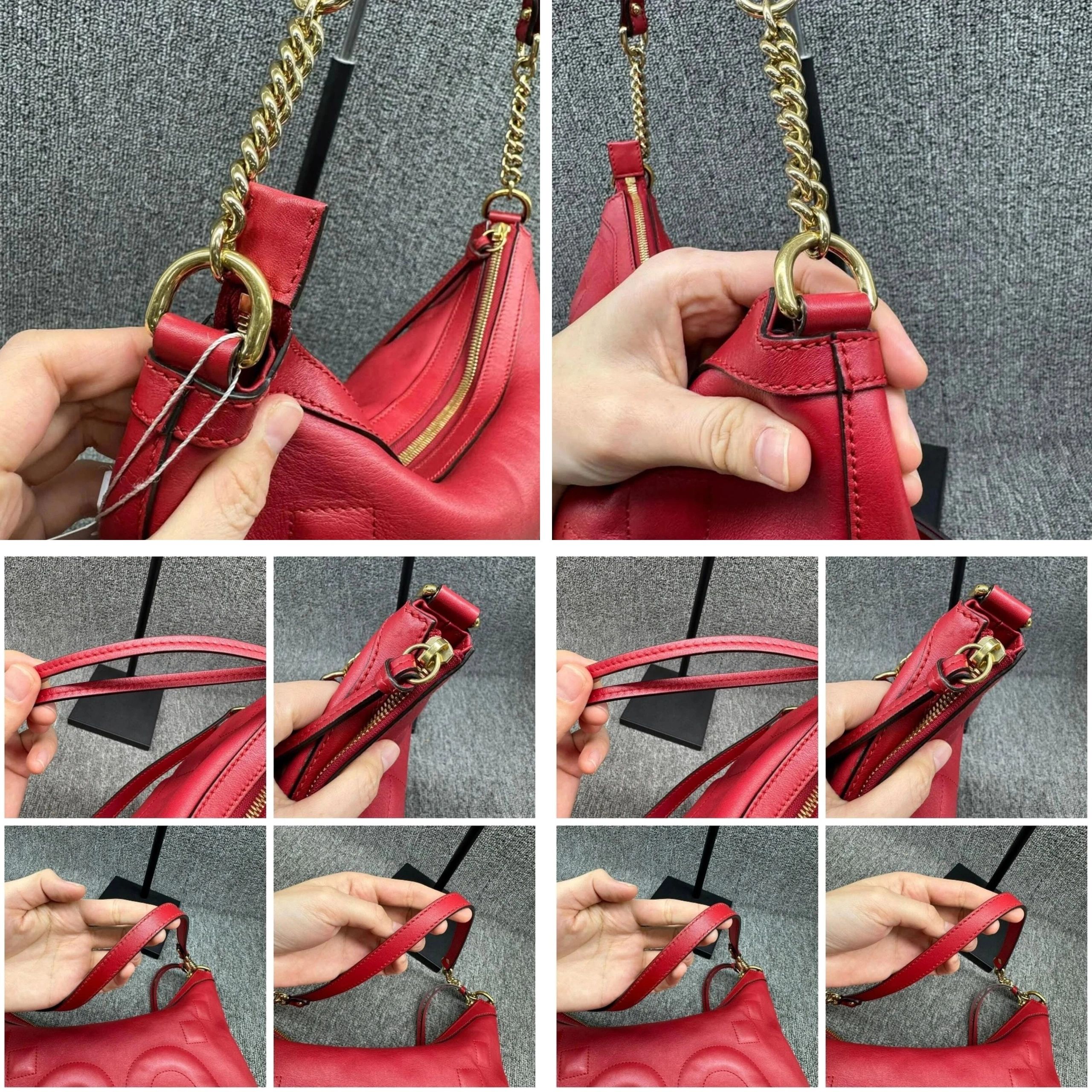 Gucci Embossed GG Leather Red Shoulder Designer Bag — photo 4