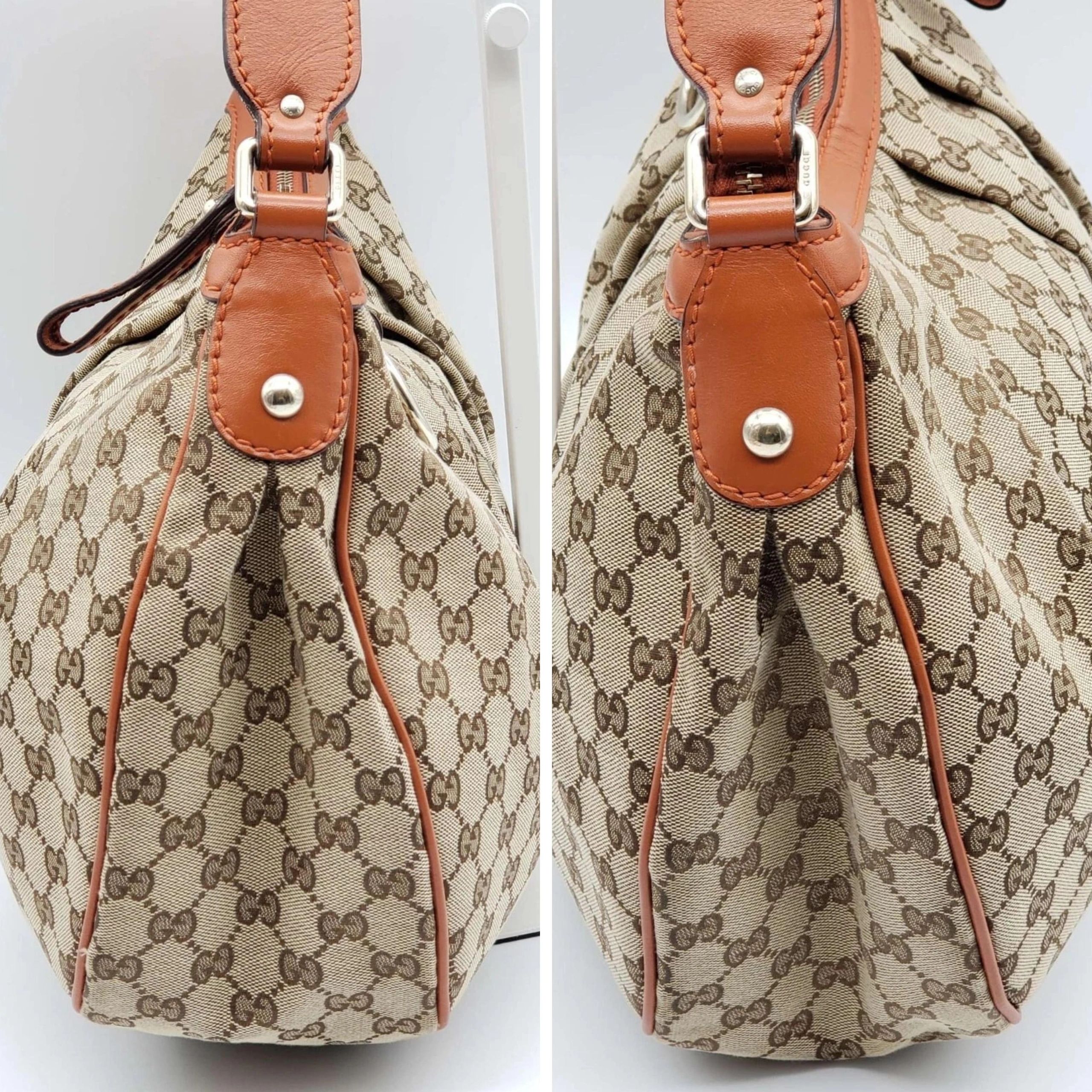Gucci GG Canvas Sukey Hobo Bag Monogram Leather Trim Shoulder Bag — photo 4