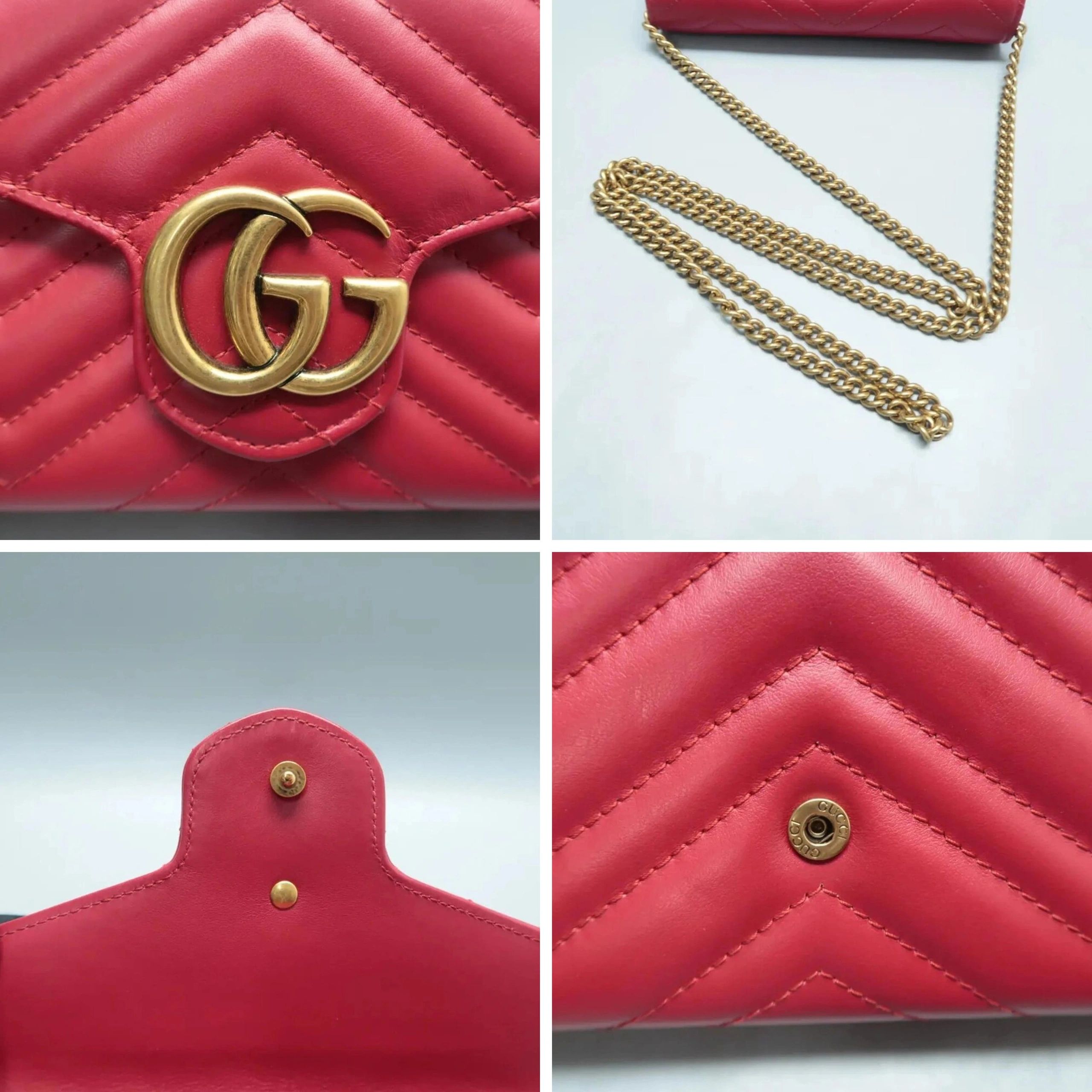 Gucci GG Marmont Matelassé Shoulder Bag Pink Leather Chain Crossbody — photo 9