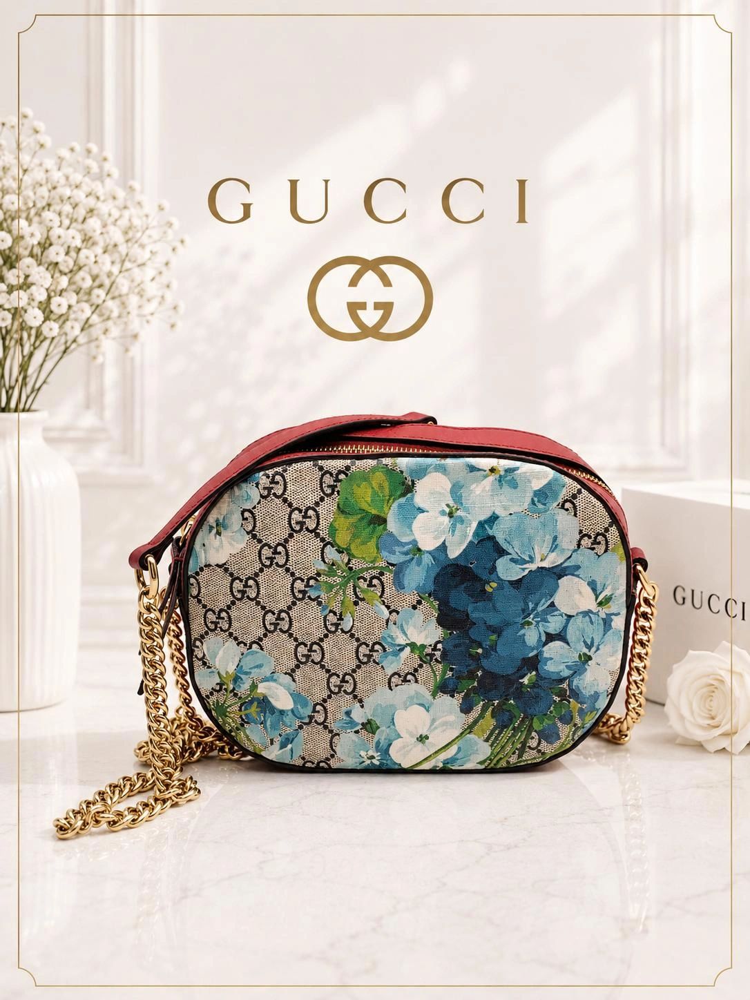 Gucci GG Supreme Blooms Small Crossbody Bag Floral Canvas