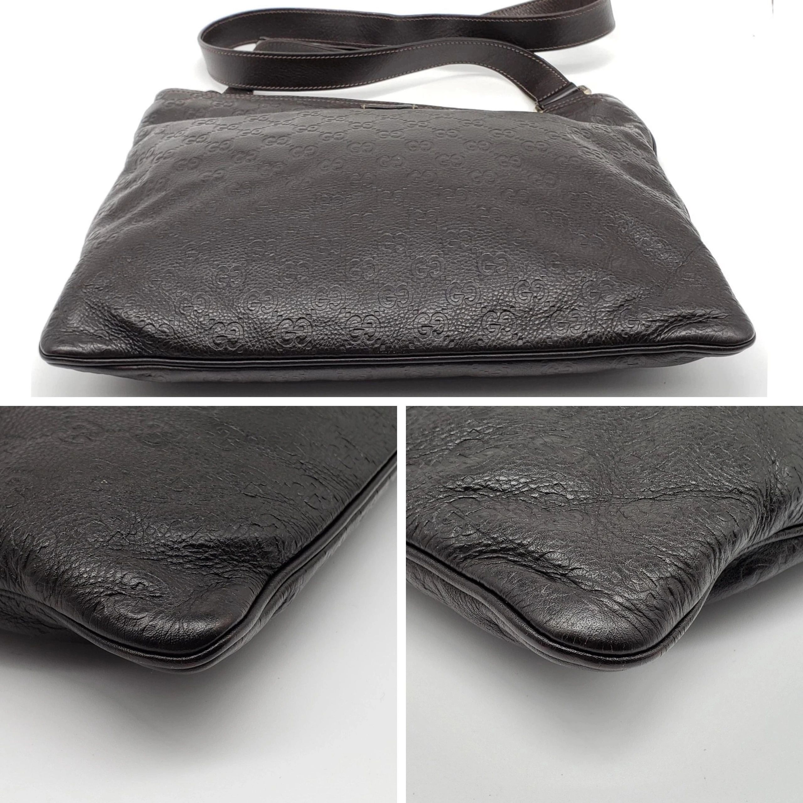 Gucci Guccissima Leather Shoulder Bag Black GG Embossed Tote Crossbody — photo 5