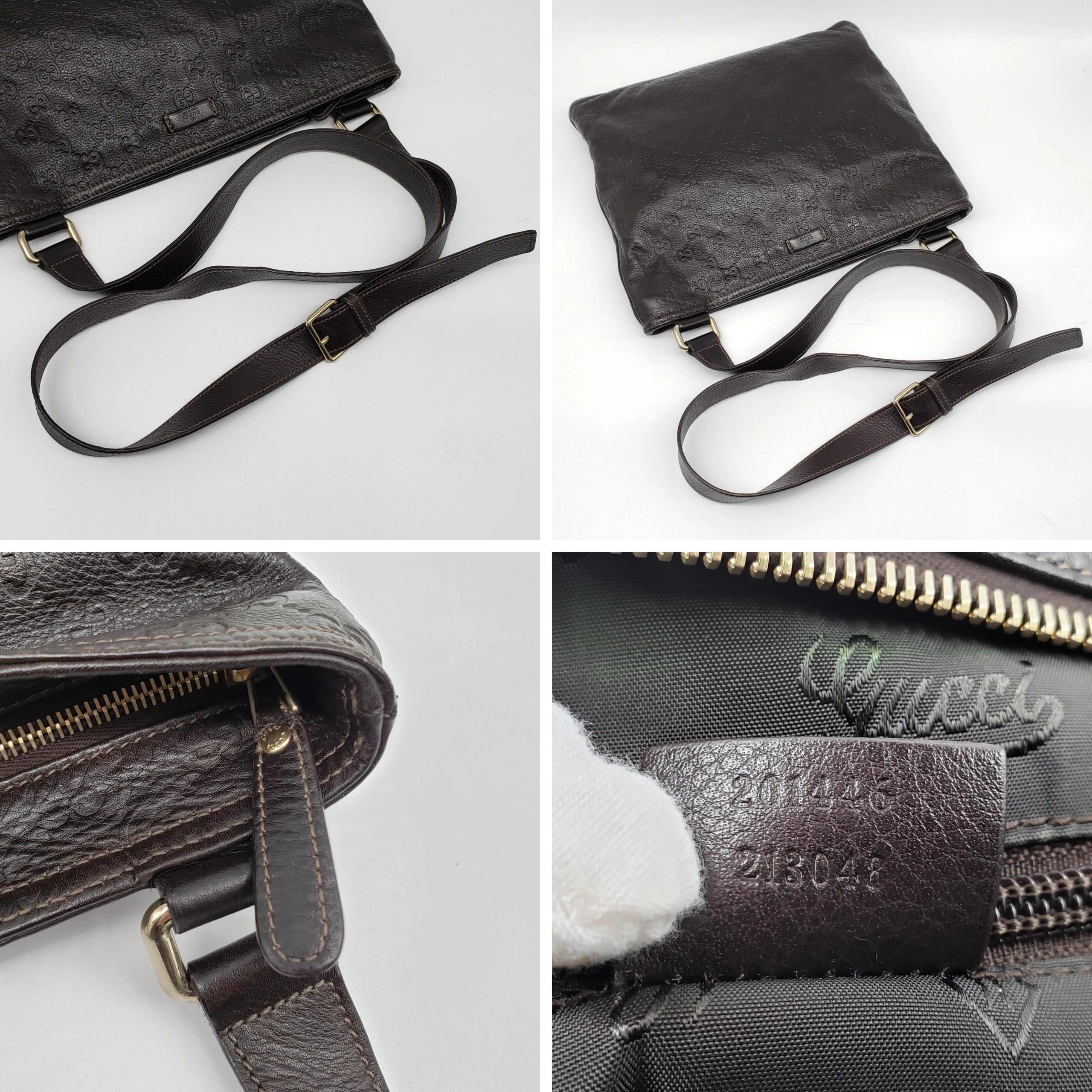 Gucci Guccissima Leather Shoulder Bag Black GG Embossed Tote Crossbody — photo 6