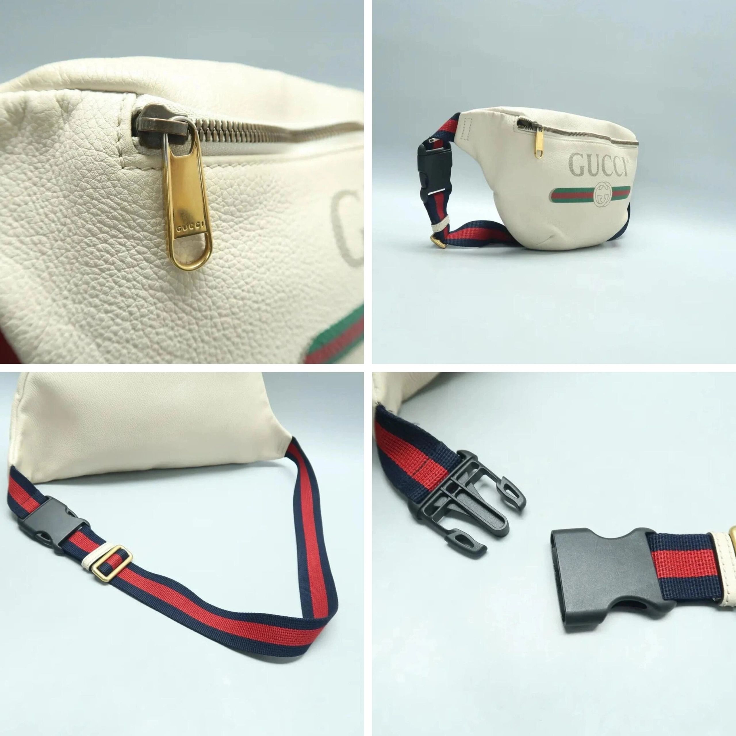Gucci Authentic Gucci Logo Belt Bag Medium White Leather GG Waist Bag Crossbody — photo 6