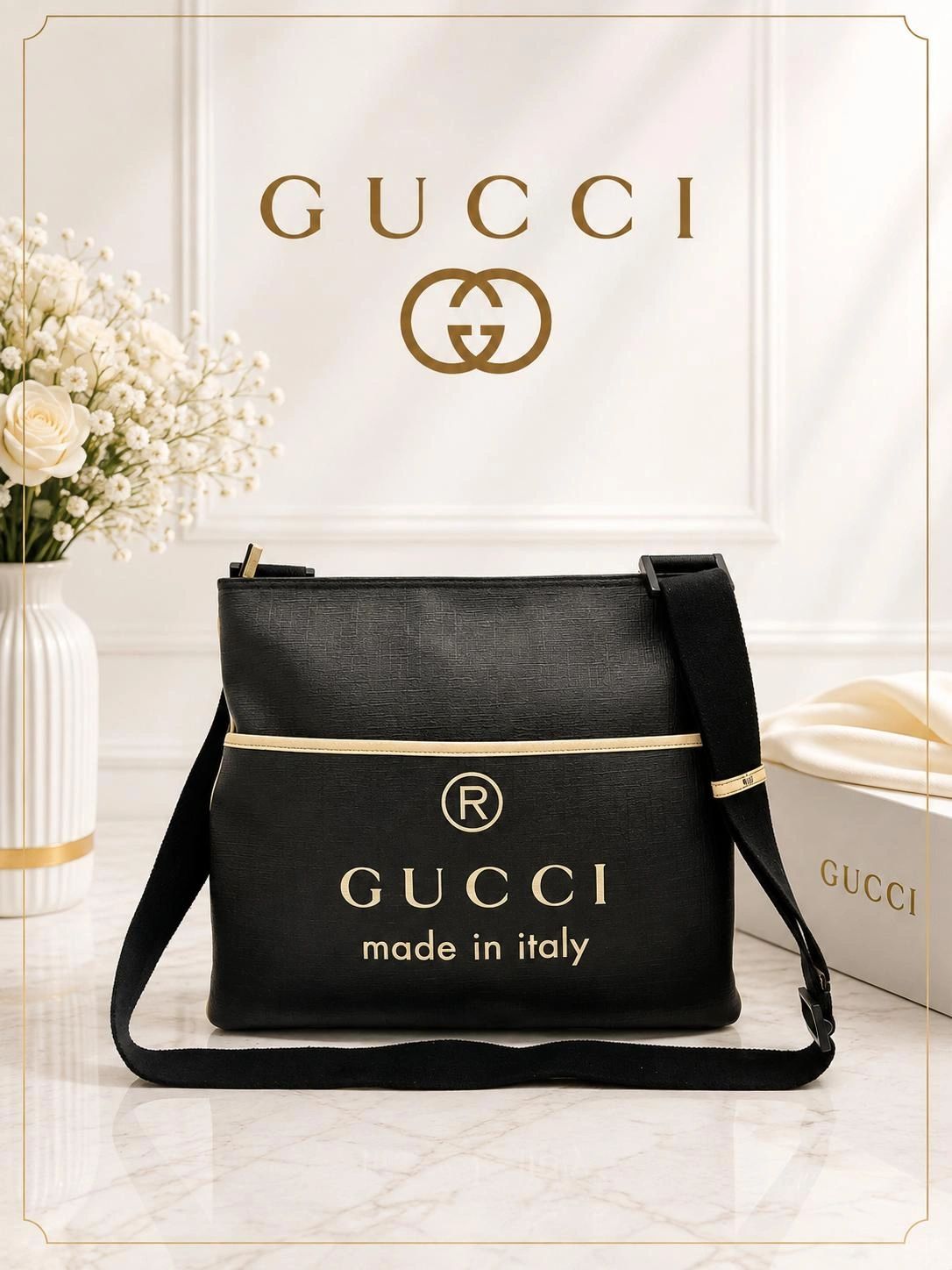 Gucci Logo Messenger Crossbody Bag