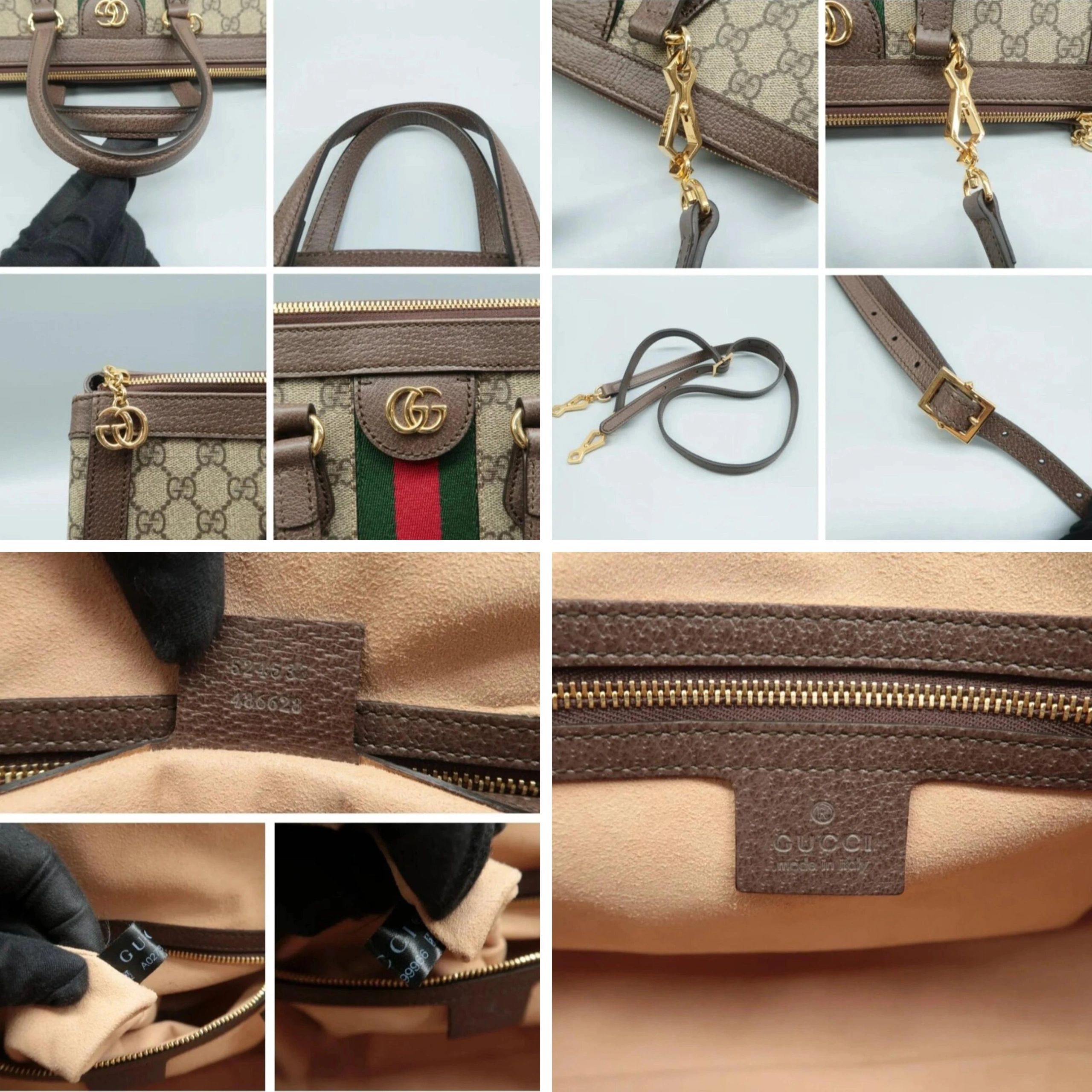 Gucci Ophidia GG Tote Bag Web Stripe Crossbody Canvas Leather — photo 9