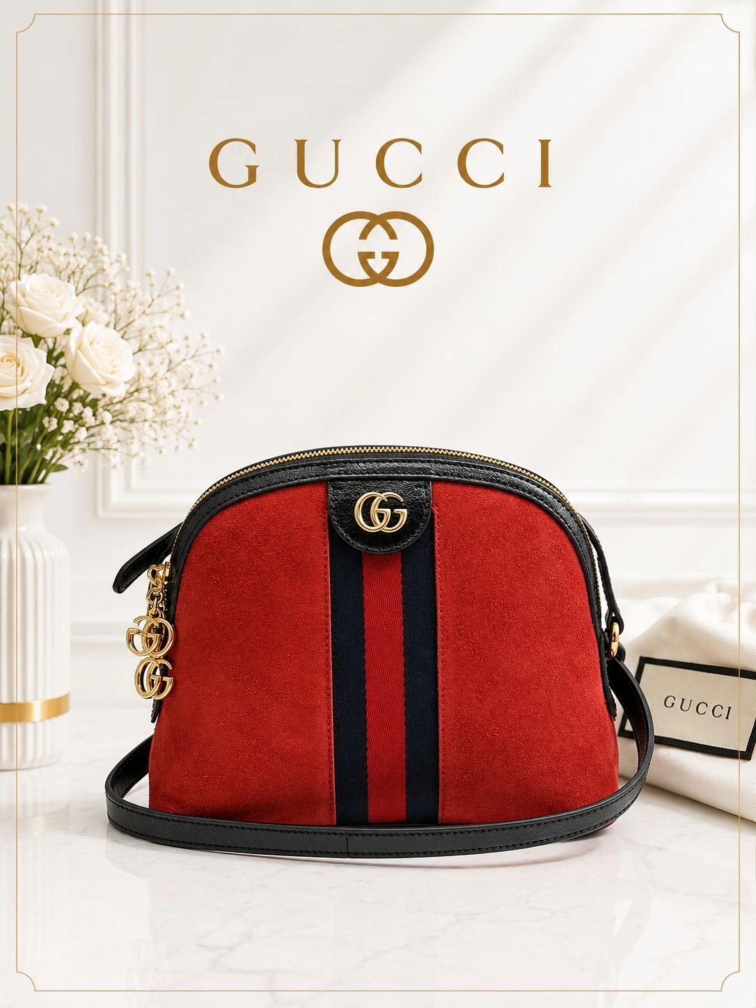 Gucci Ophidia Red Suede Mini Crossbody Bag