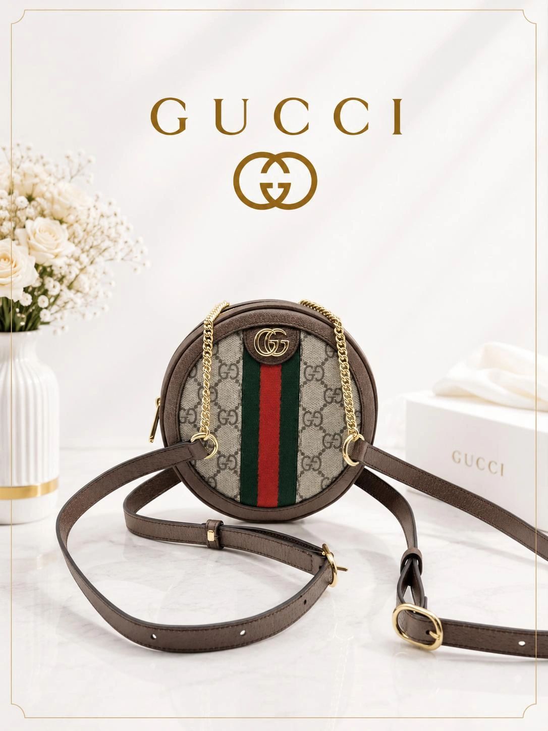 Gucci Ophidia Round Mini Crossbody Bag NEW | GG Supreme Canvas Web Bag