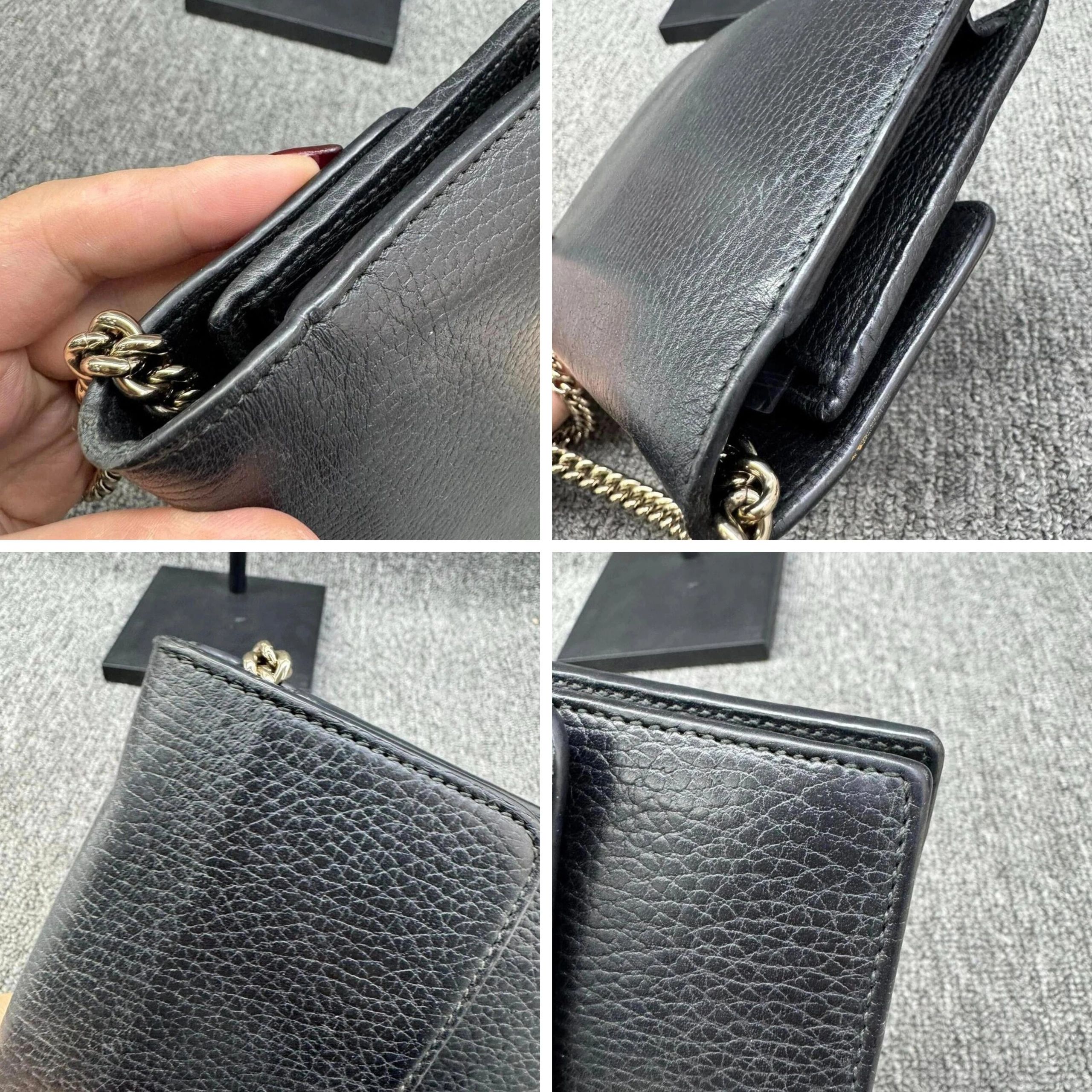 Gucci Soho Chain Crossbody Bag Black Pebbled Leather GG Logo LuxuryBag — photo 7