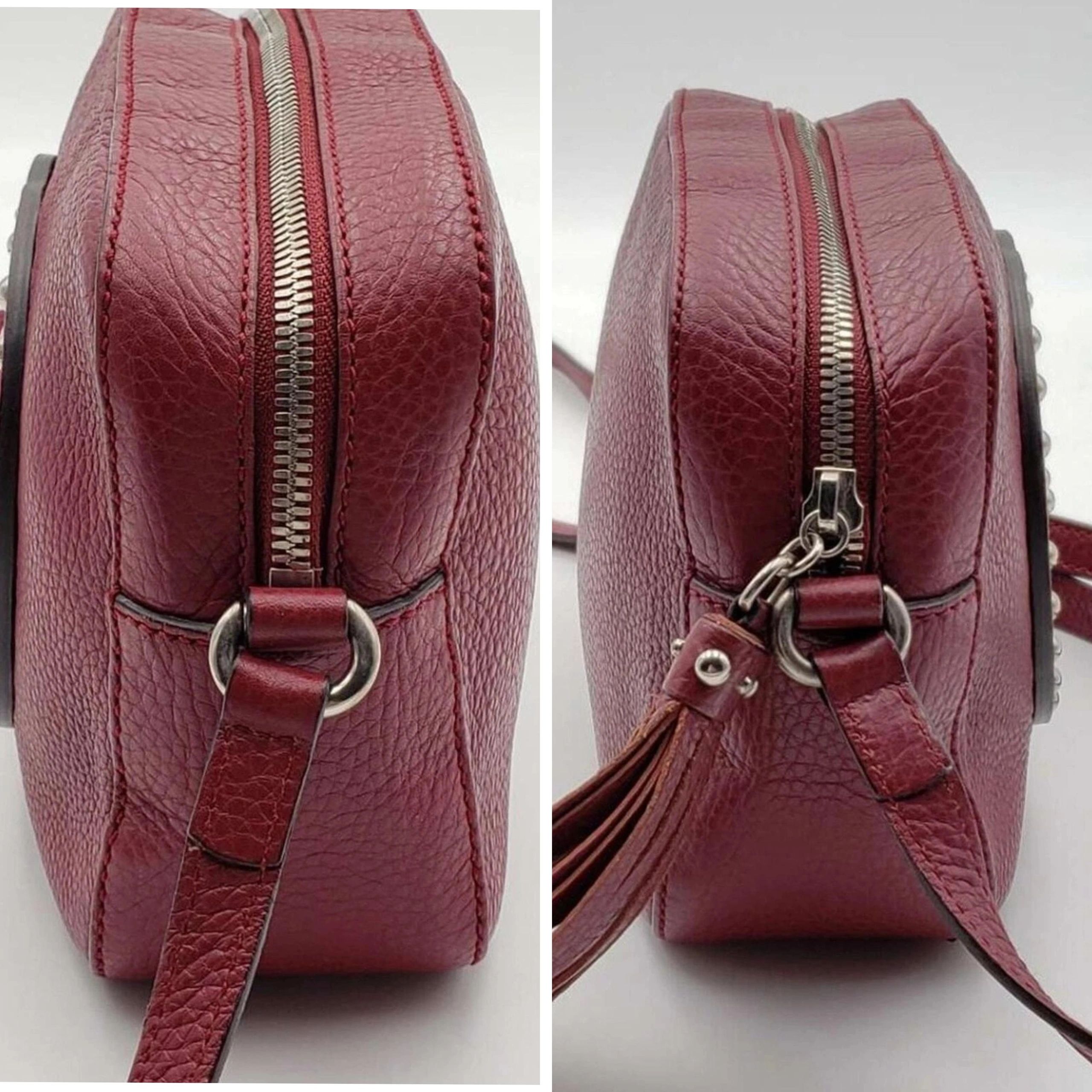 Gucci Soho Disco Studded Crossbody Bag Red Leather Small Camera Bag — photo 4