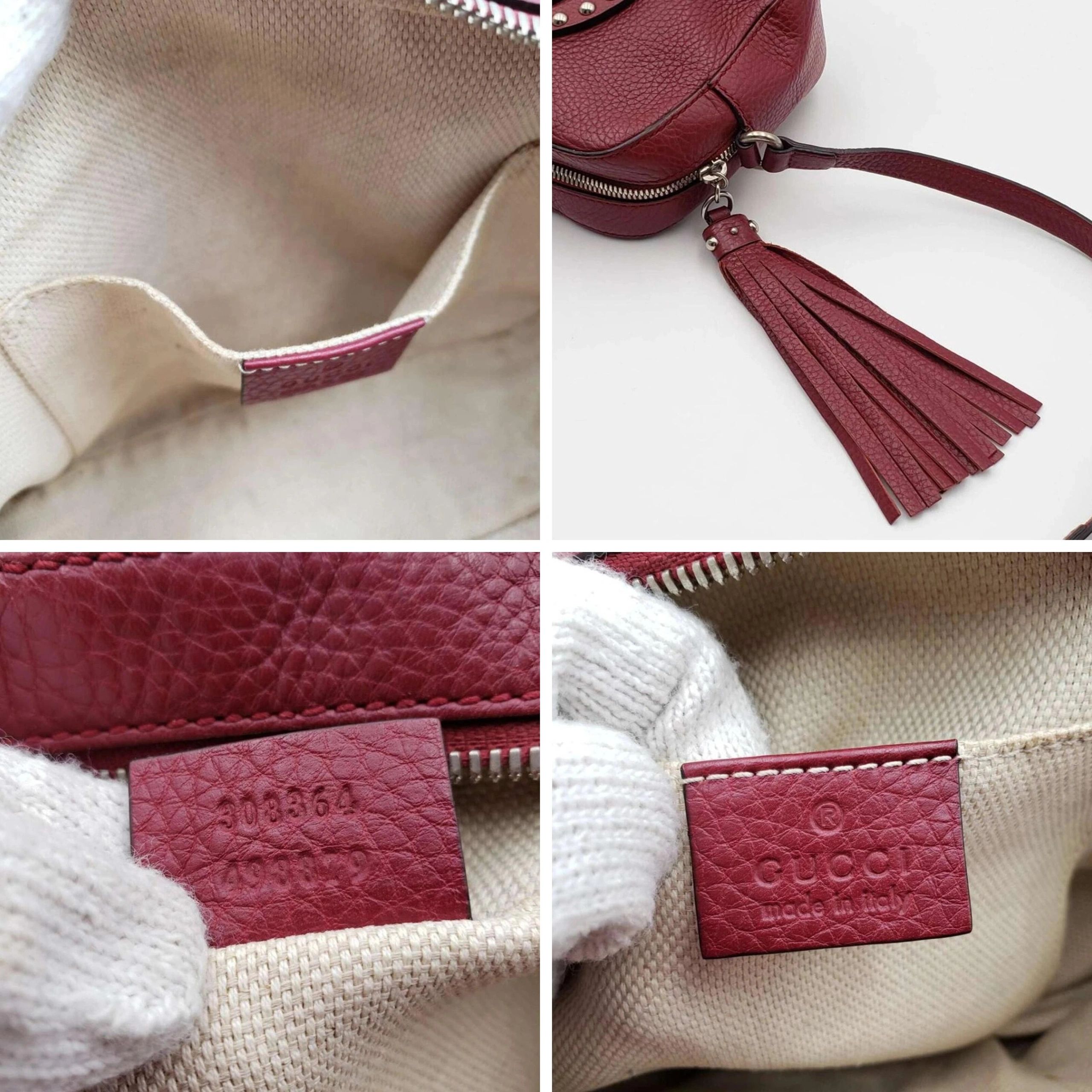 Gucci Soho Disco Studded Crossbody Bag Red Leather Small Camera Bag — photo 10