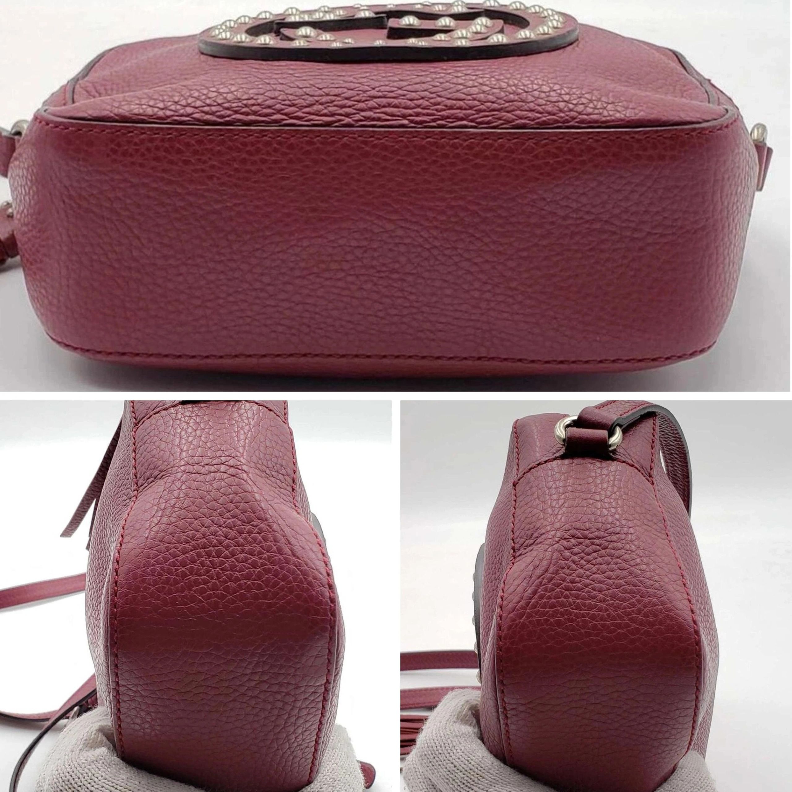 Gucci Soho Disco Studded Crossbody Bag Red Leather Small Camera Bag — photo 7