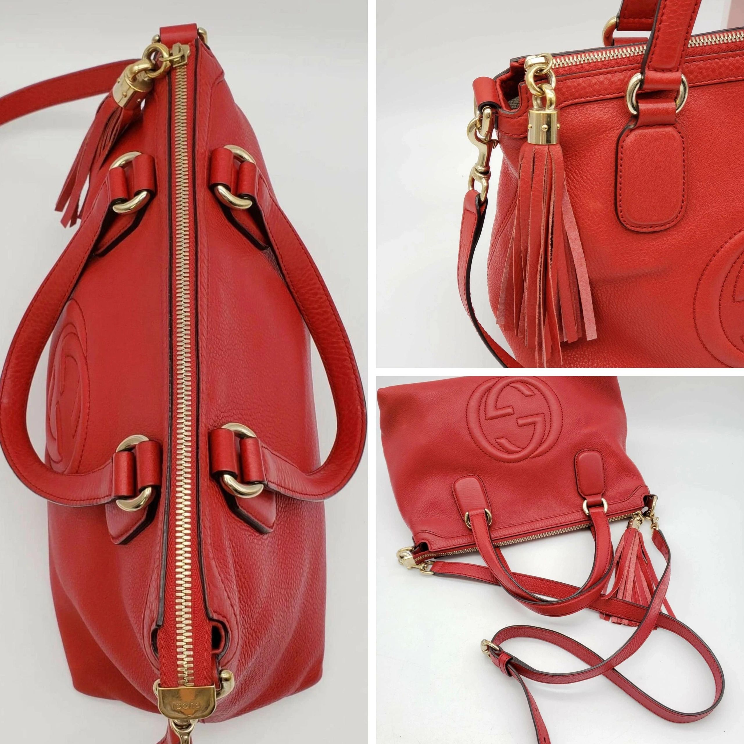 Gucci Soho Leather Tote Bag Red Shoulder Luxury Designer Bag — photo 4