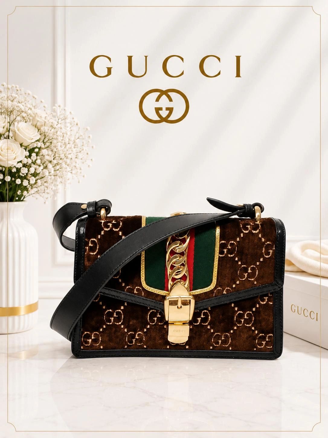 Gucci Sylvie GG Brown Shoulder Bag