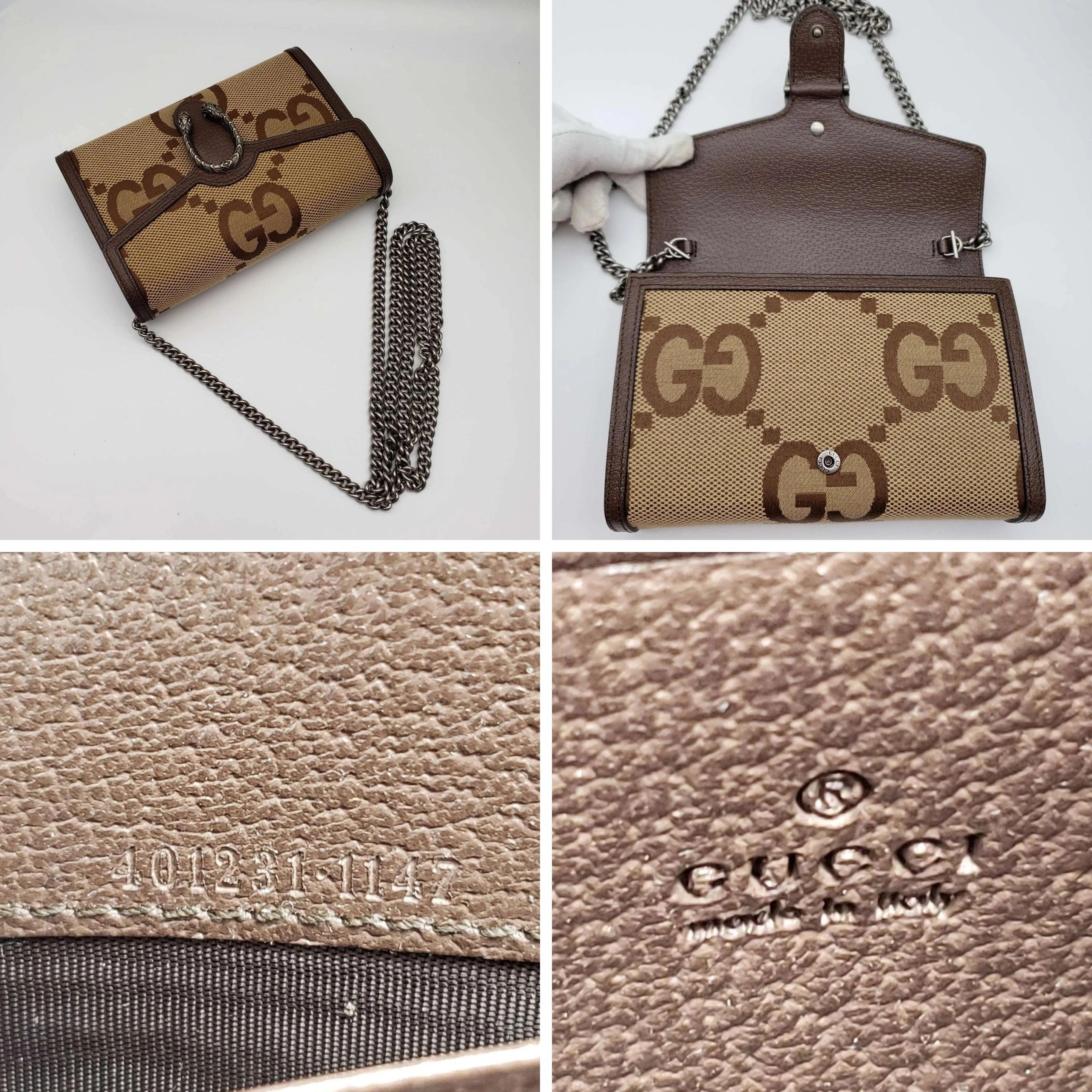 Gucci Dionysus GG Supreme Mini Chain Bag NWOT | Beige Monogram Canvas Crossbody — photo 9