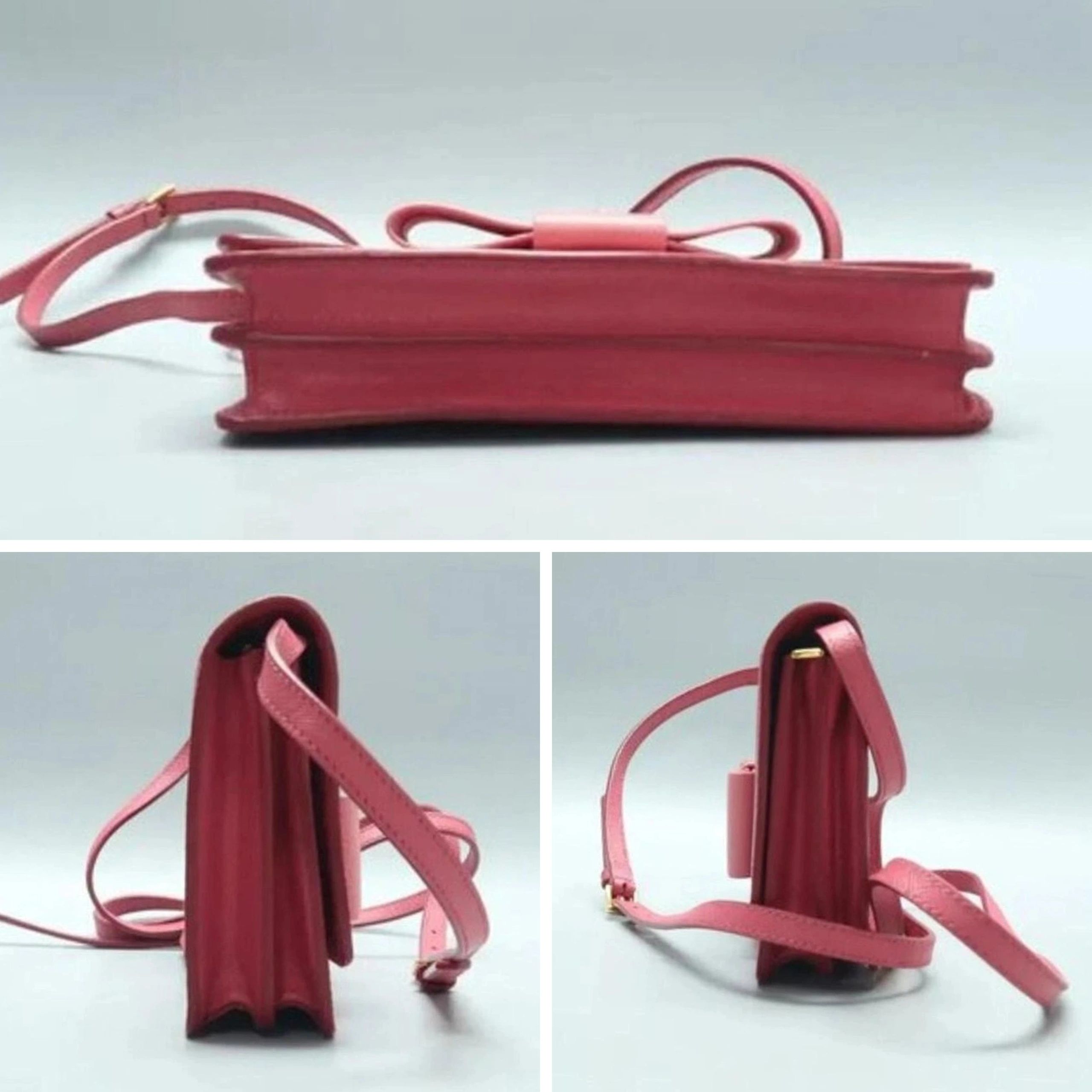 Prada Pink Saffiano Bow Crossbody Wallet Clutch Gold Logo — photo 4