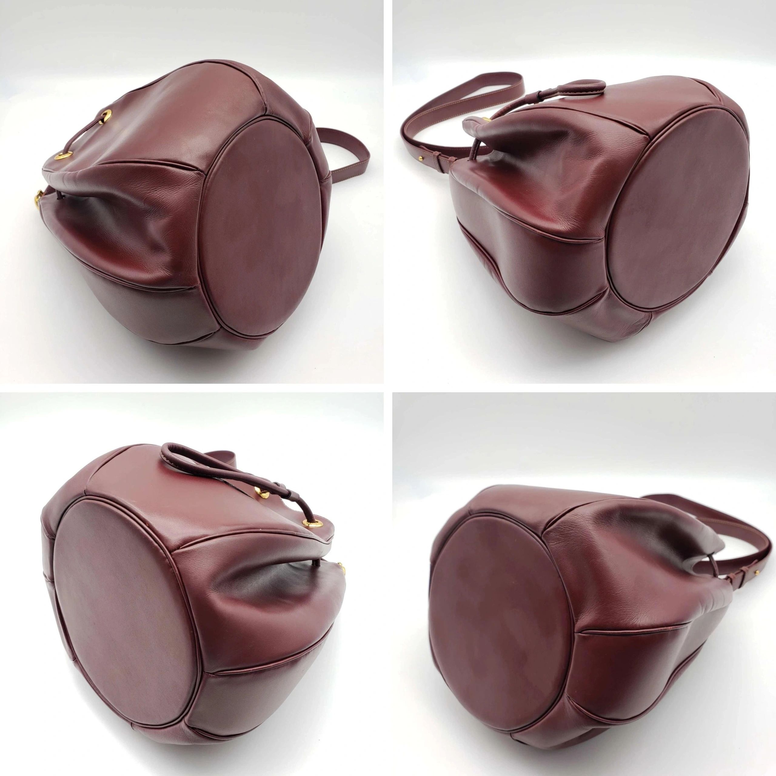 Cartier Burgundy Leather Bucket Bag Drawstring Crossbody — photo 6