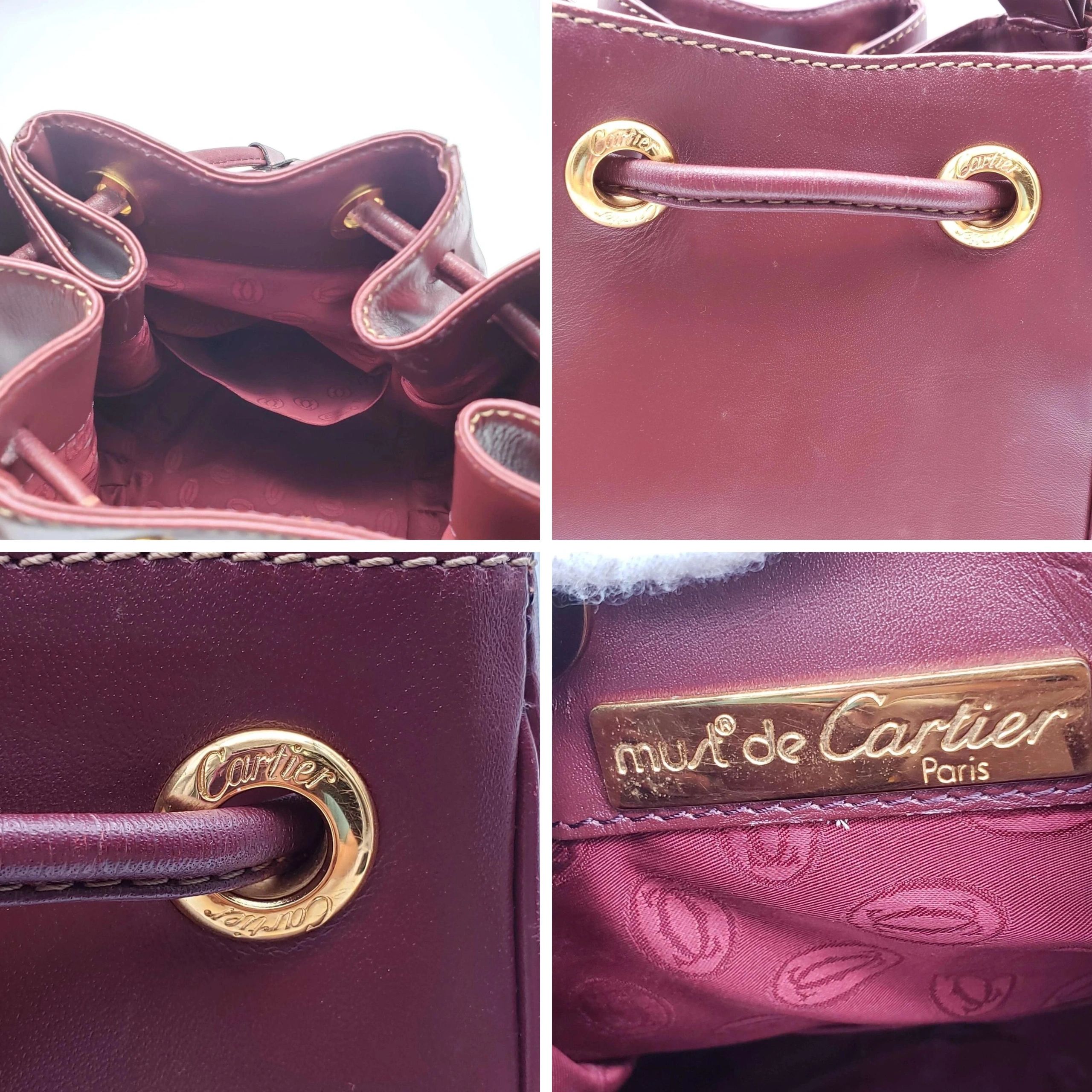 Cartier Burgundy Leather Bucket Bag Drawstring Crossbody — photo 9
