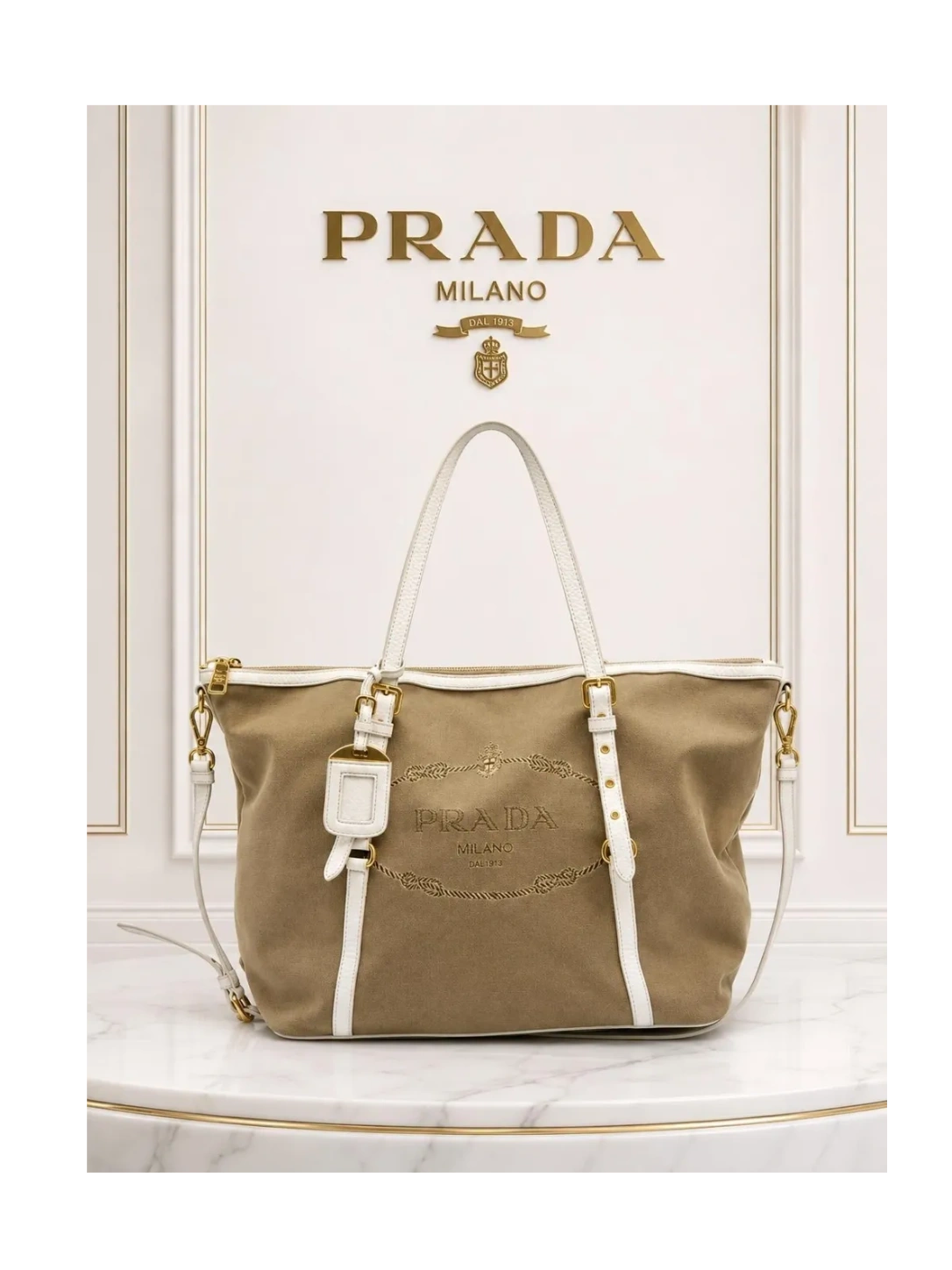 Prada Jacquard Logo Shoulder Bag