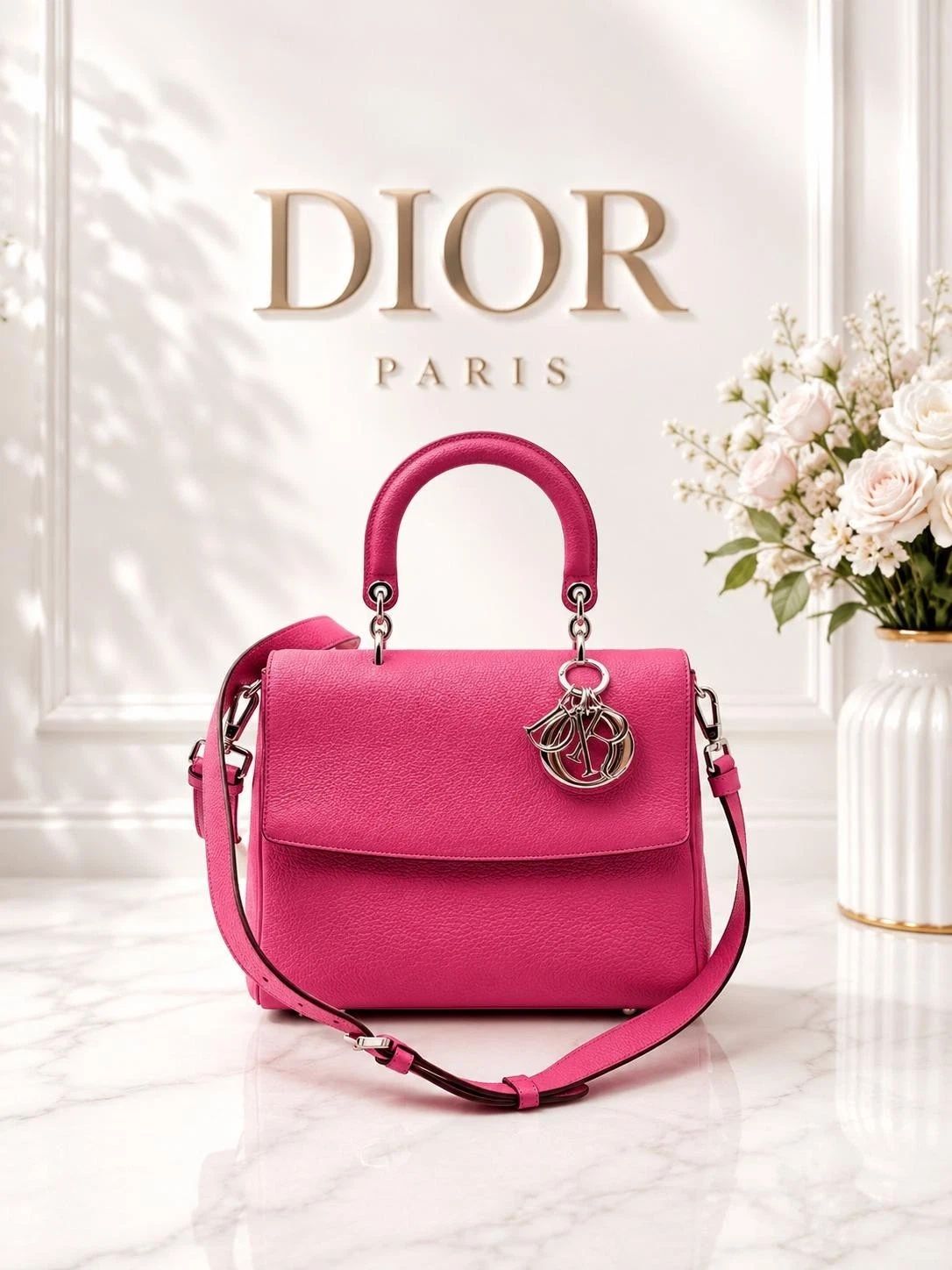 Christian Dior Be Dior Medium Pink Leather Shoulder Bag