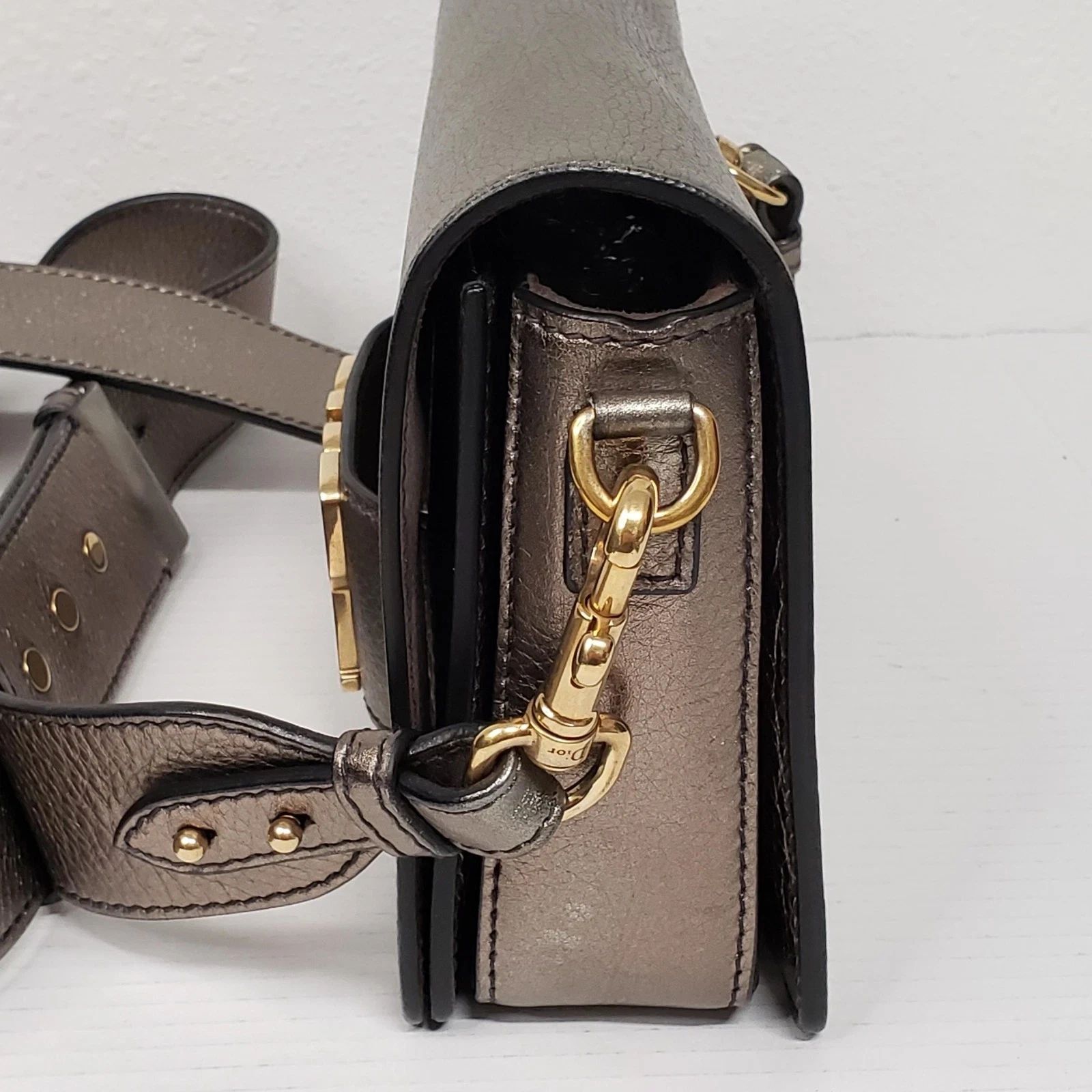 Christian Dior Grained Evolution Metallic Gold Flap Shoulder Crossbody — photo 4