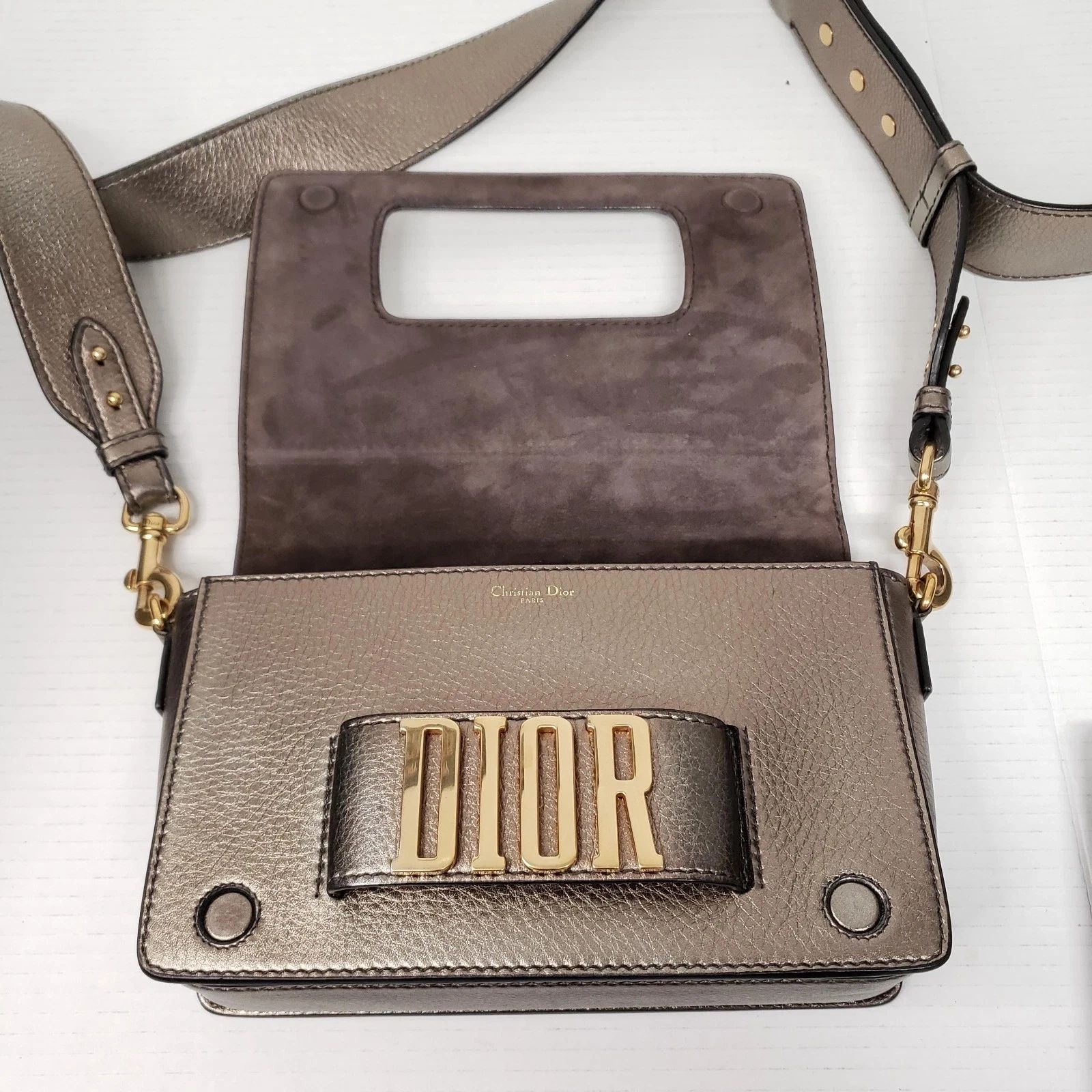 Christian Dior Grained Evolution Metallic Gold Flap Shoulder Crossbody — photo 6