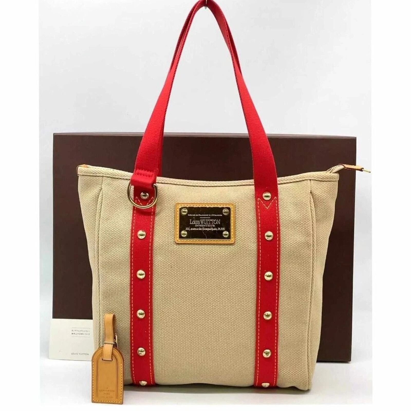 Louis Vuitton Antigua Cabas MM Red Canvas Tote Bag — photo 2