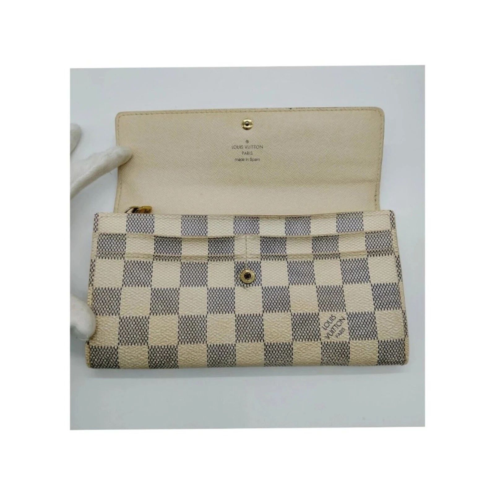 Louis Vuitton Damier Azur Sarah Wallet White Checkered LV Long Wallet — photo 5