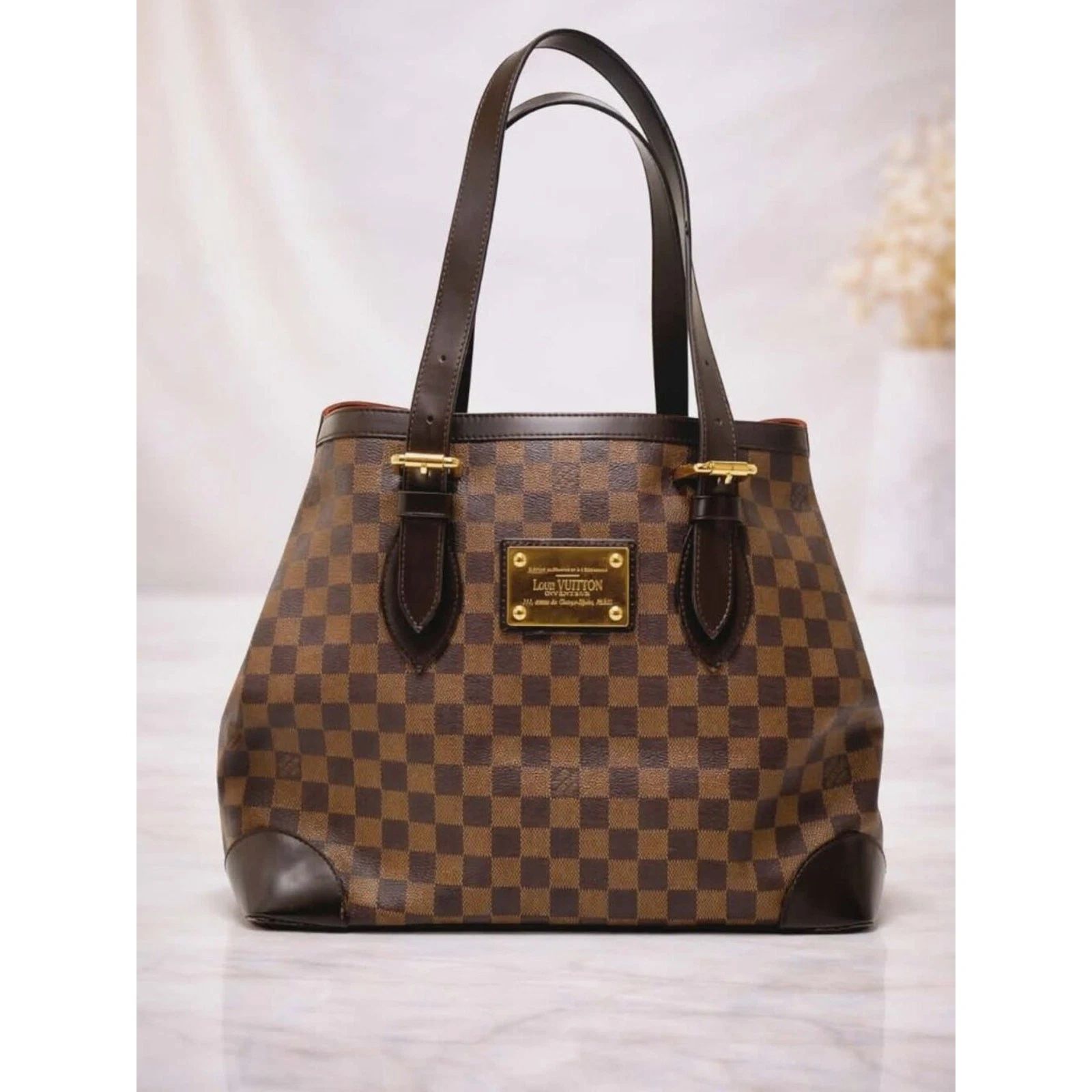 Louis Vuitton Hampstead MM Damier Ebene Tote Brown LV Shoulder Bag