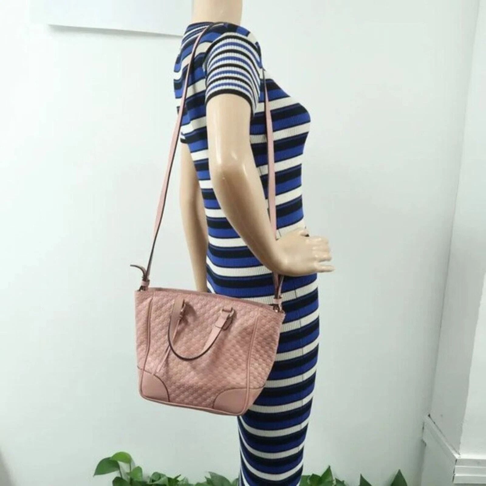 Gucci Bree Guccissima Leather Tote Bag Pink Crossbody Luxury Handbag — photo 10