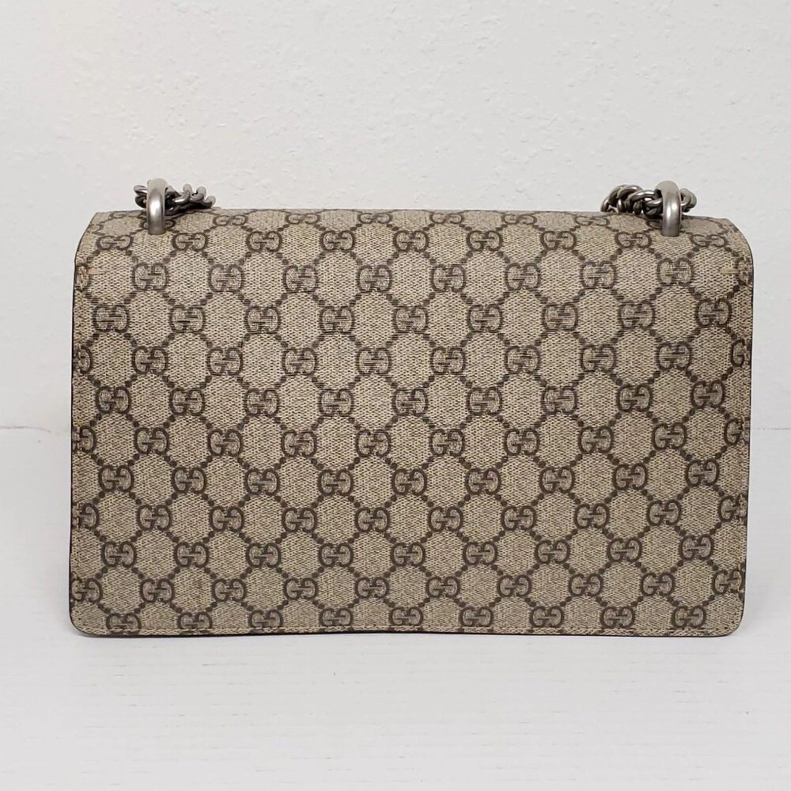 Gucci Dionysus GG Supreme Shoulder Bag Canvas Red Trim Silver Chain — photo 3