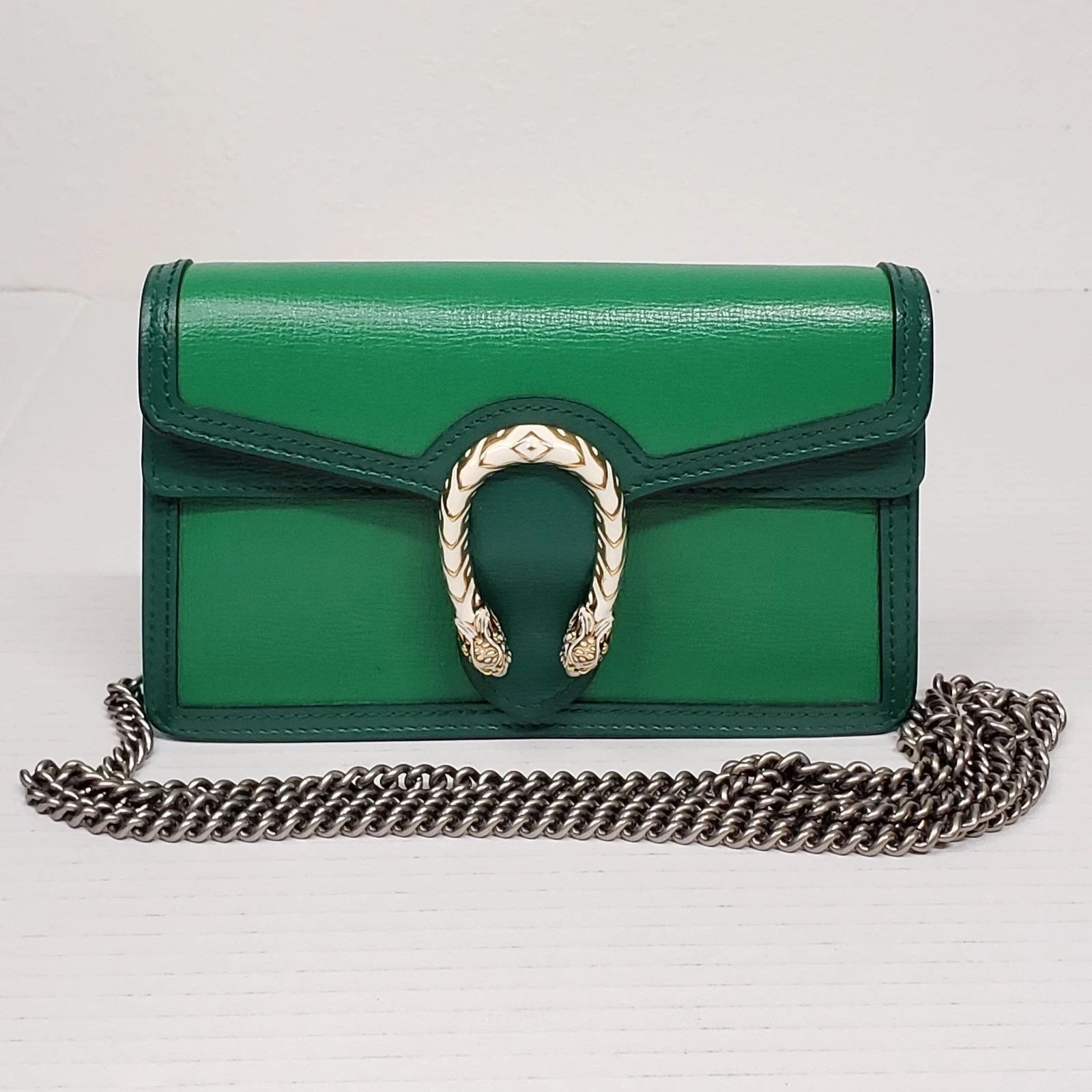 Gucci Dionysus Super Mini Green Leather Chain Bag Crossbody Luxury Bag — photo 3