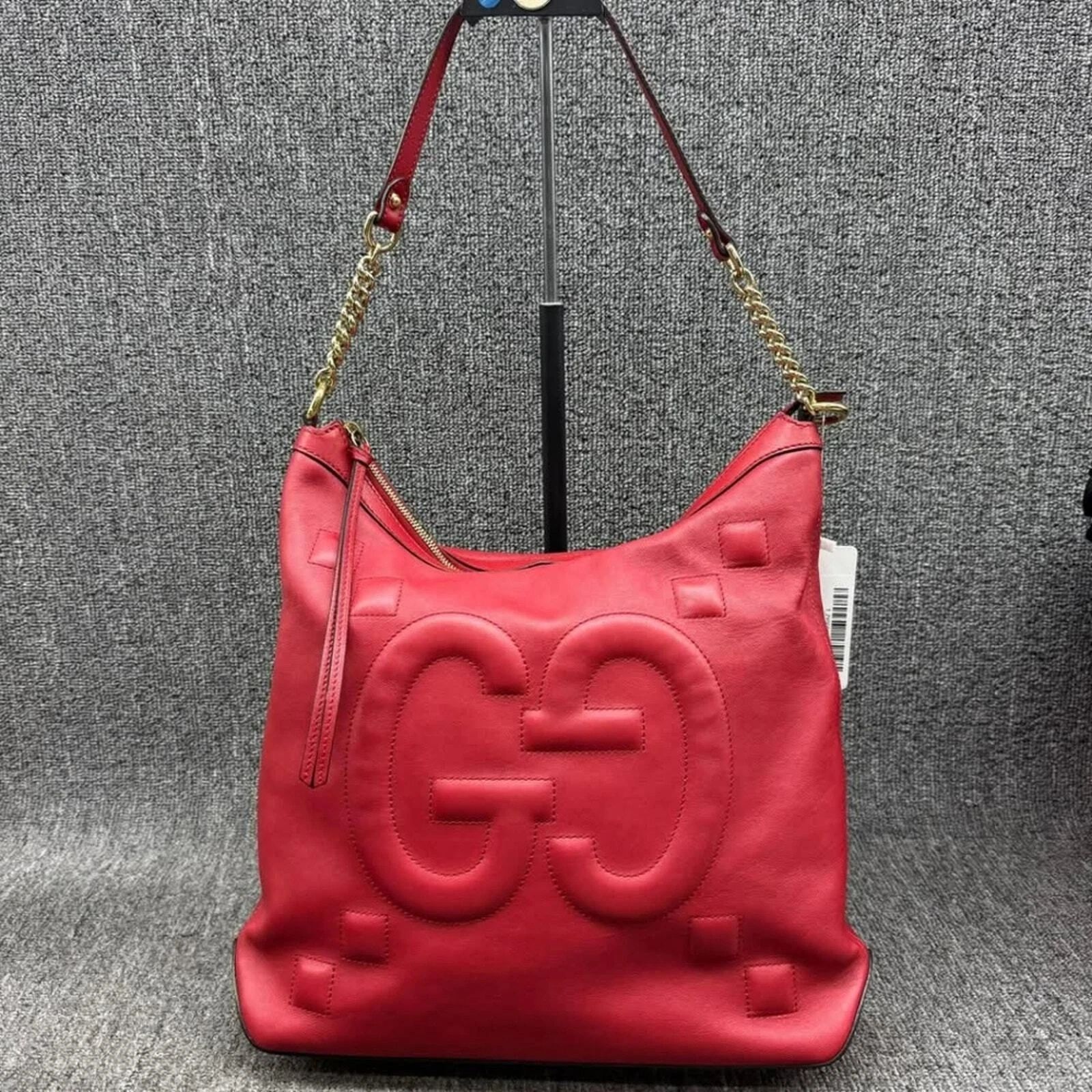 Gucci Embossed GG Leather Red Shoulder Designer Bag — photo 2