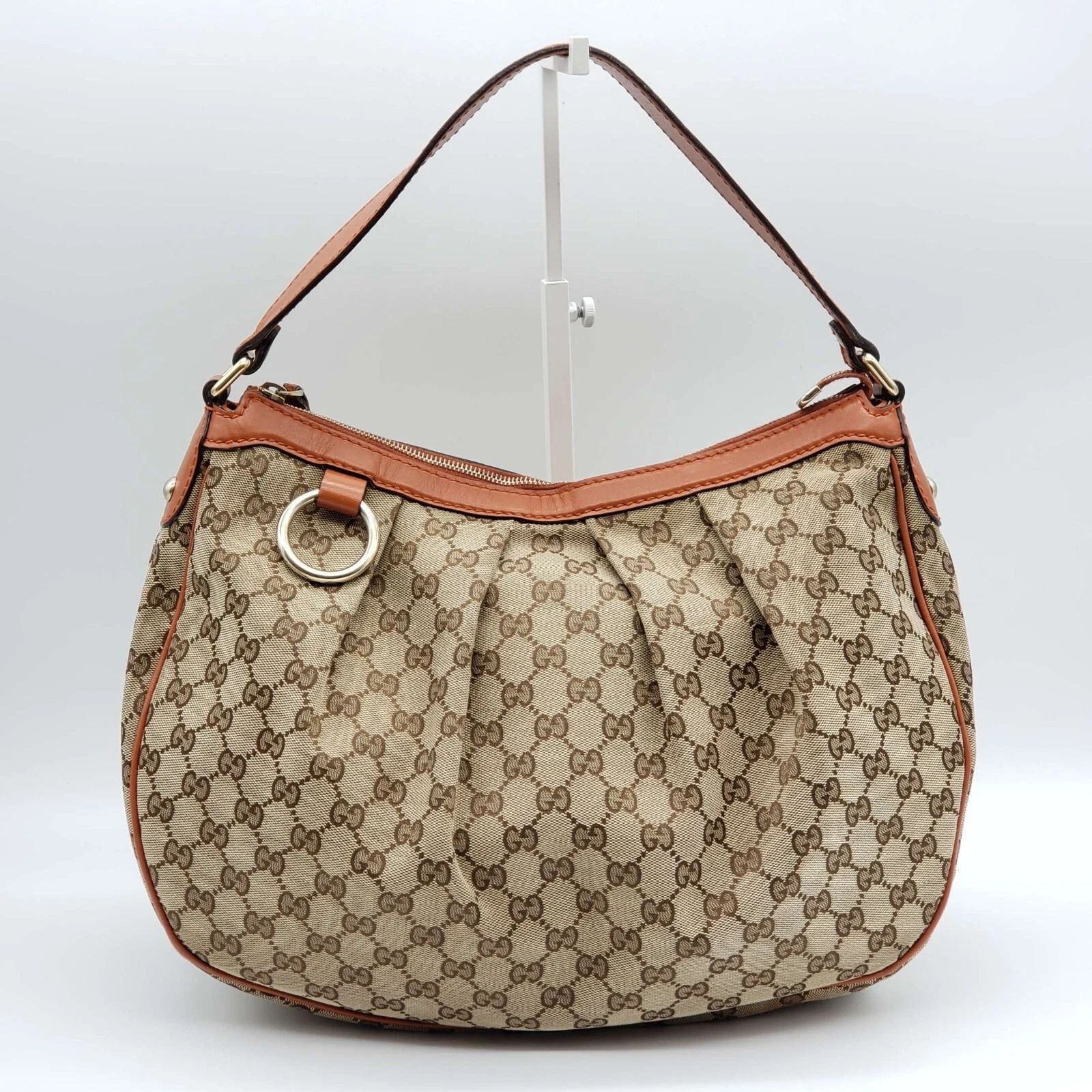 Gucci GG Canvas Sukey Hobo Bag Monogram Leather Trim Shoulder Bag — photo 2