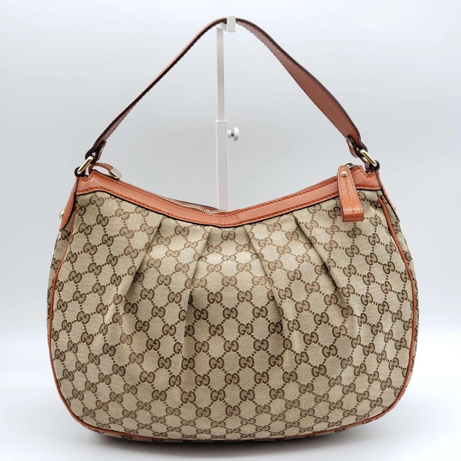 Gucci GG Canvas Sukey Hobo Bag Monogram Leather Trim Shoulder Bag — photo 3