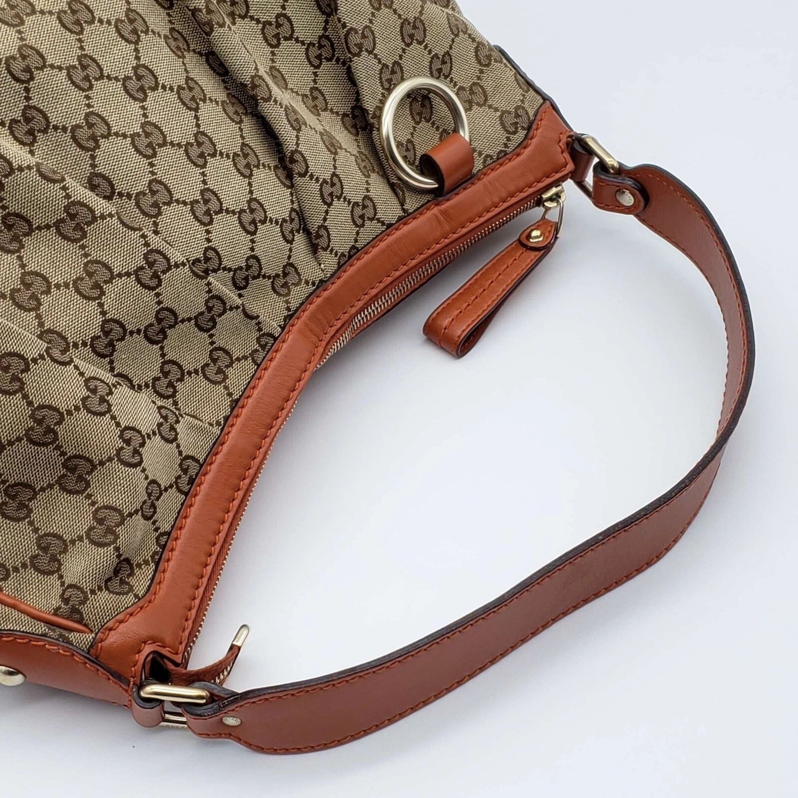 Gucci GG Canvas Sukey Hobo Bag Monogram Leather Trim Shoulder Bag — photo 5
