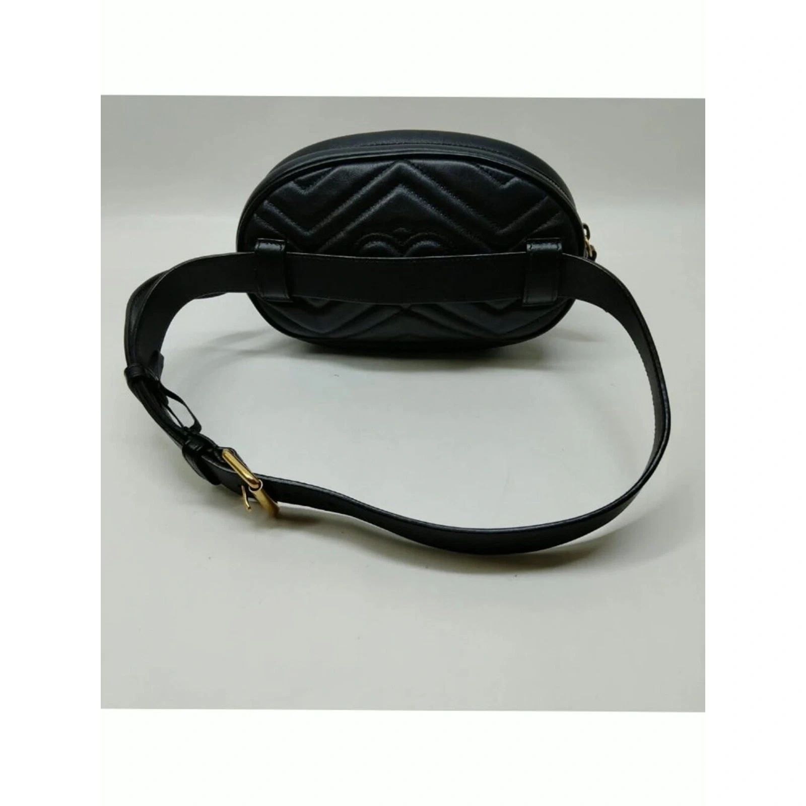 Gucci GG Marmont Belt Bag Black Leather Gold Logo — photo 4