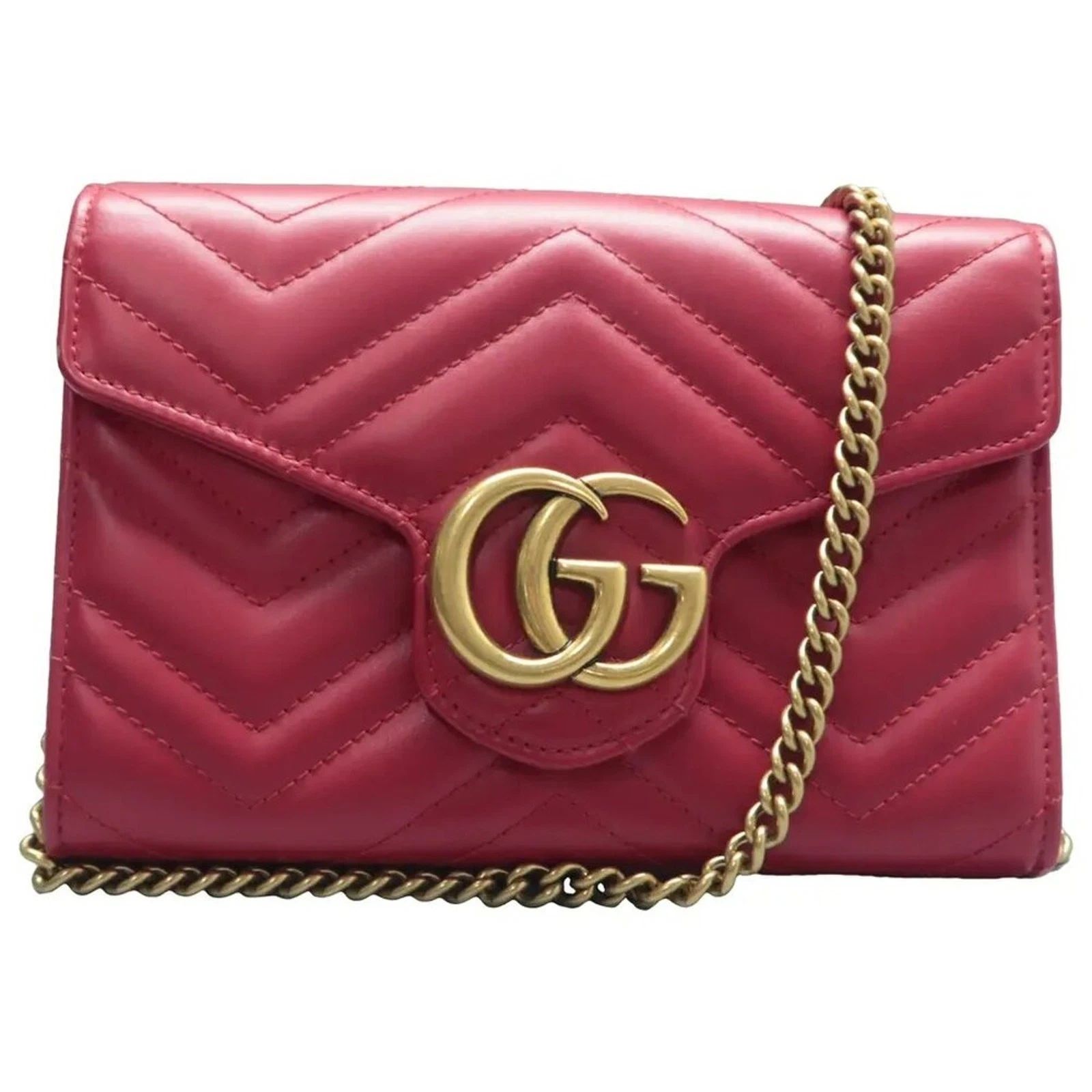 Gucci GG Marmont Matelassé Shoulder Bag Pink Leather Chain Crossbody — photo 2