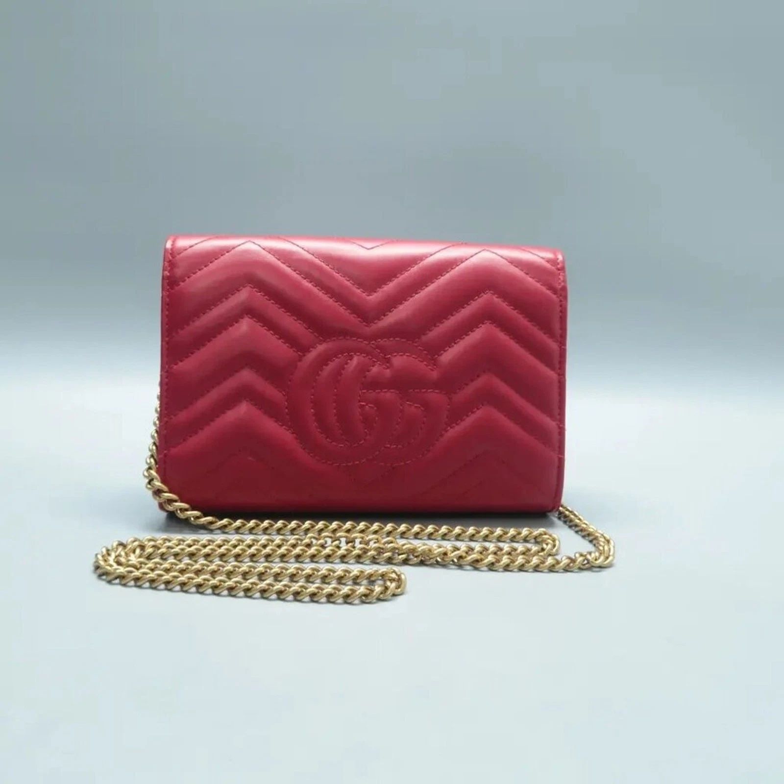 Gucci GG Marmont Matelassé Shoulder Bag Pink Leather Chain Crossbody — photo 3