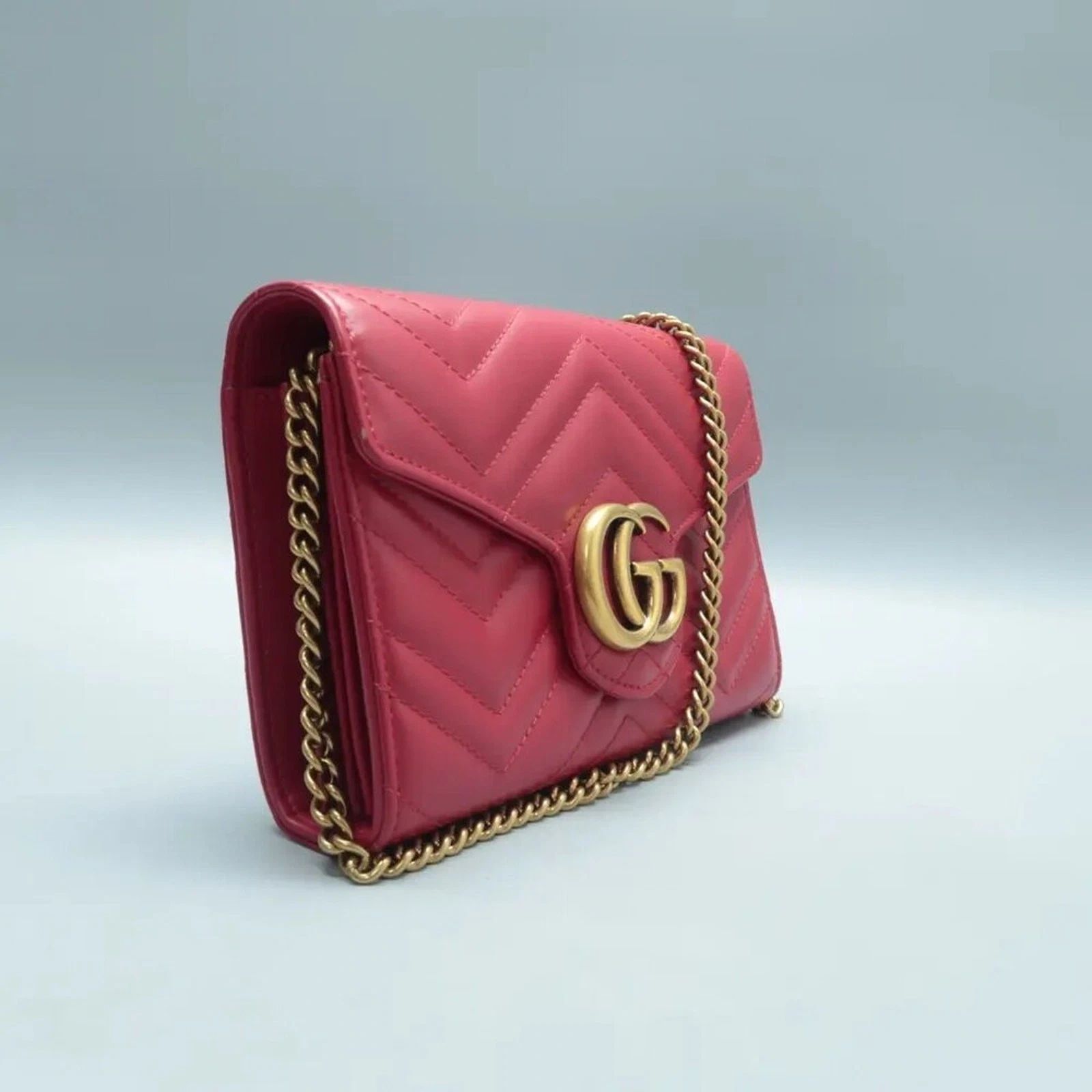 Gucci GG Marmont Matelassé Shoulder Bag Pink Leather Chain Crossbody — photo 4