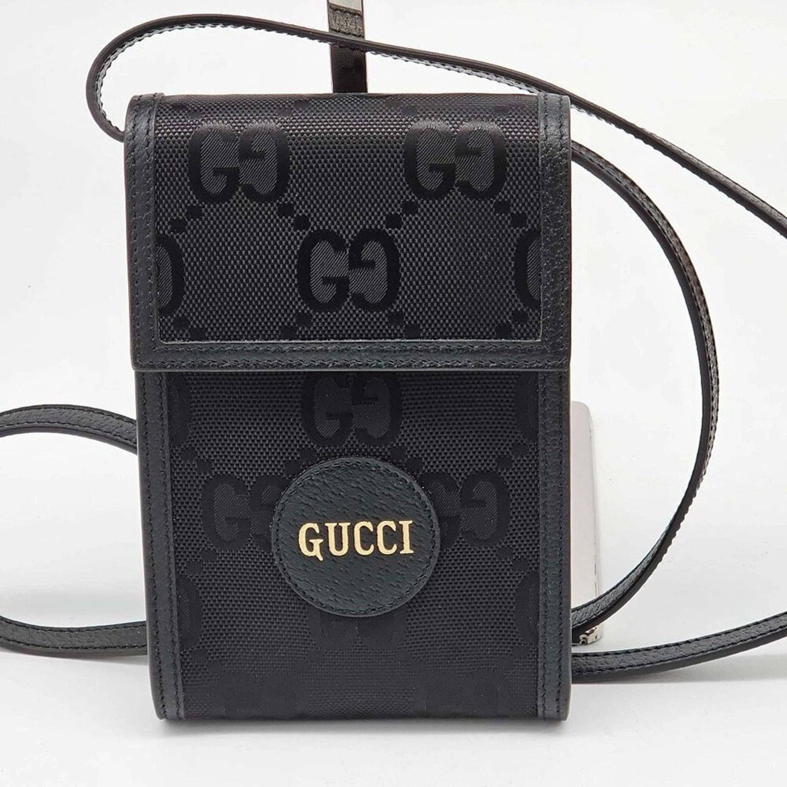 Gucci GG Supreme Mini Crossbody Bag Black Canvas Leather Luxury Small — photo 4