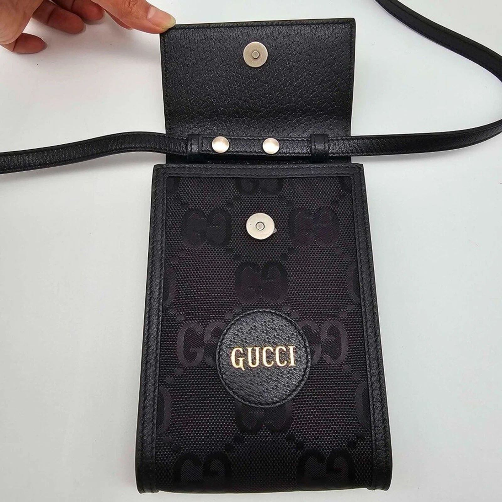 Gucci GG Supreme Mini Crossbody Bag Black Canvas Leather Luxury Small — photo 8