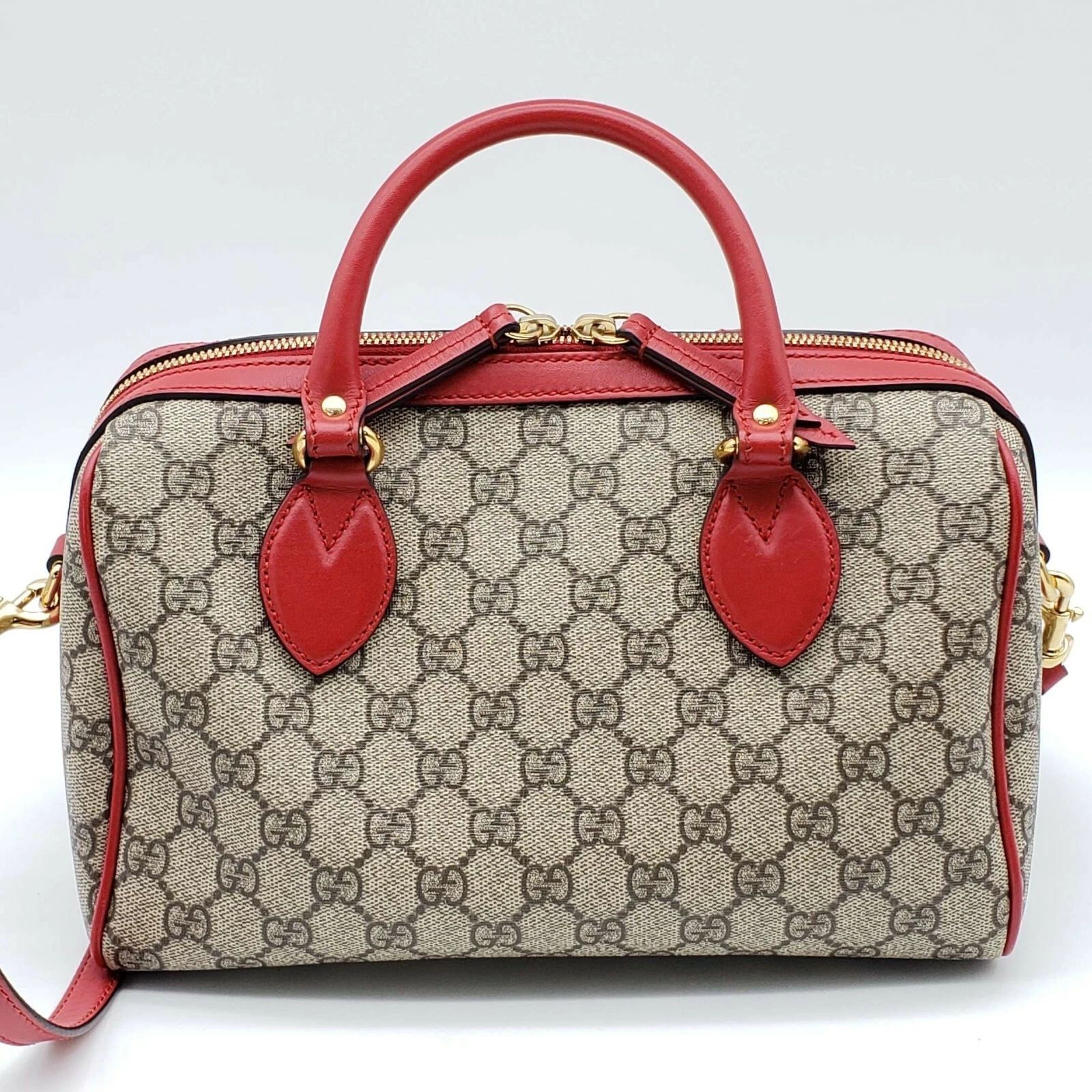 Gucci GG Supreme Tian Heart Snake Boston Bag Red Leather Crossbody — photo 3